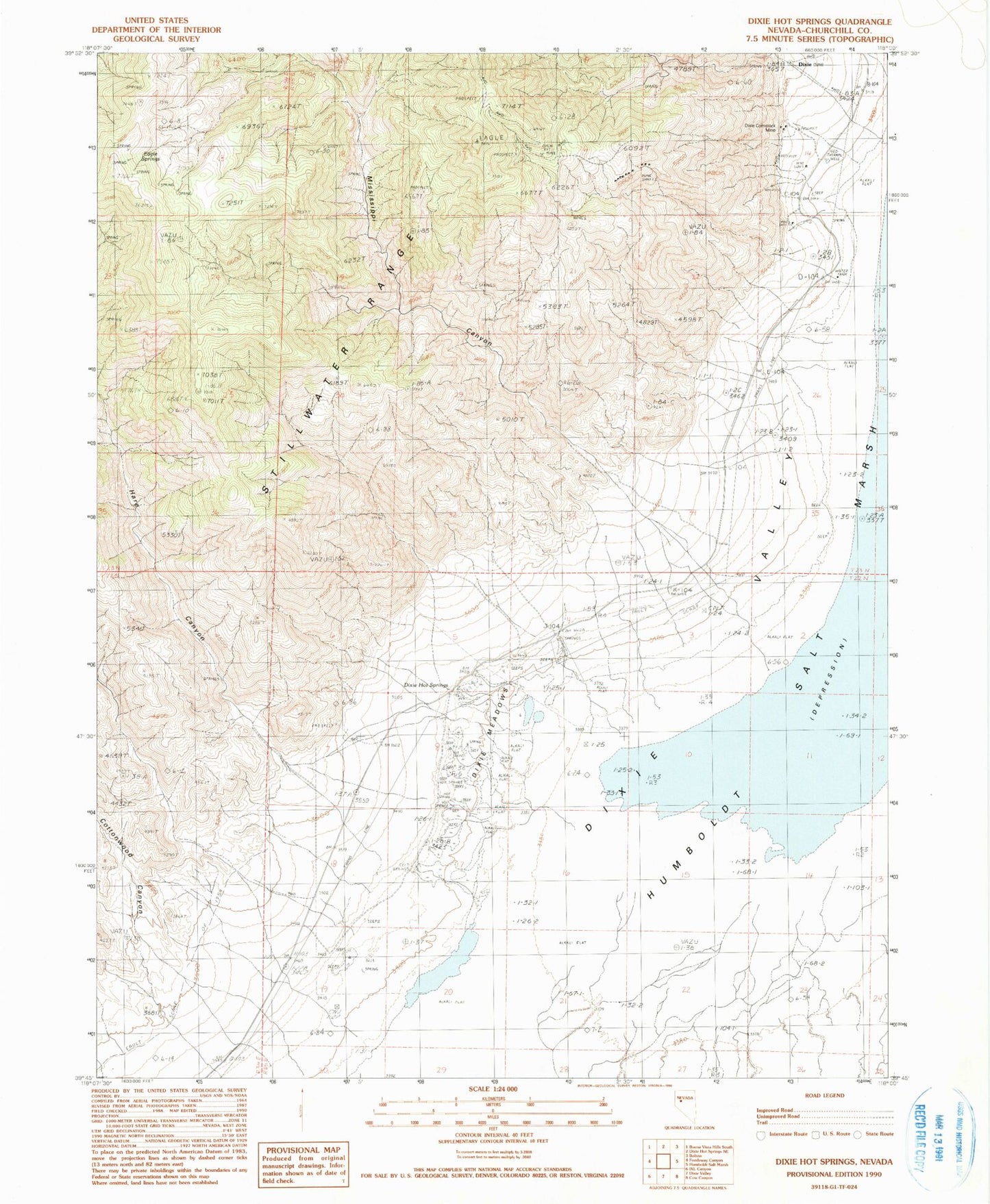 Classic USGS Dixie Hot Springs Nevada 7.5'x7.5' Topo Map Image