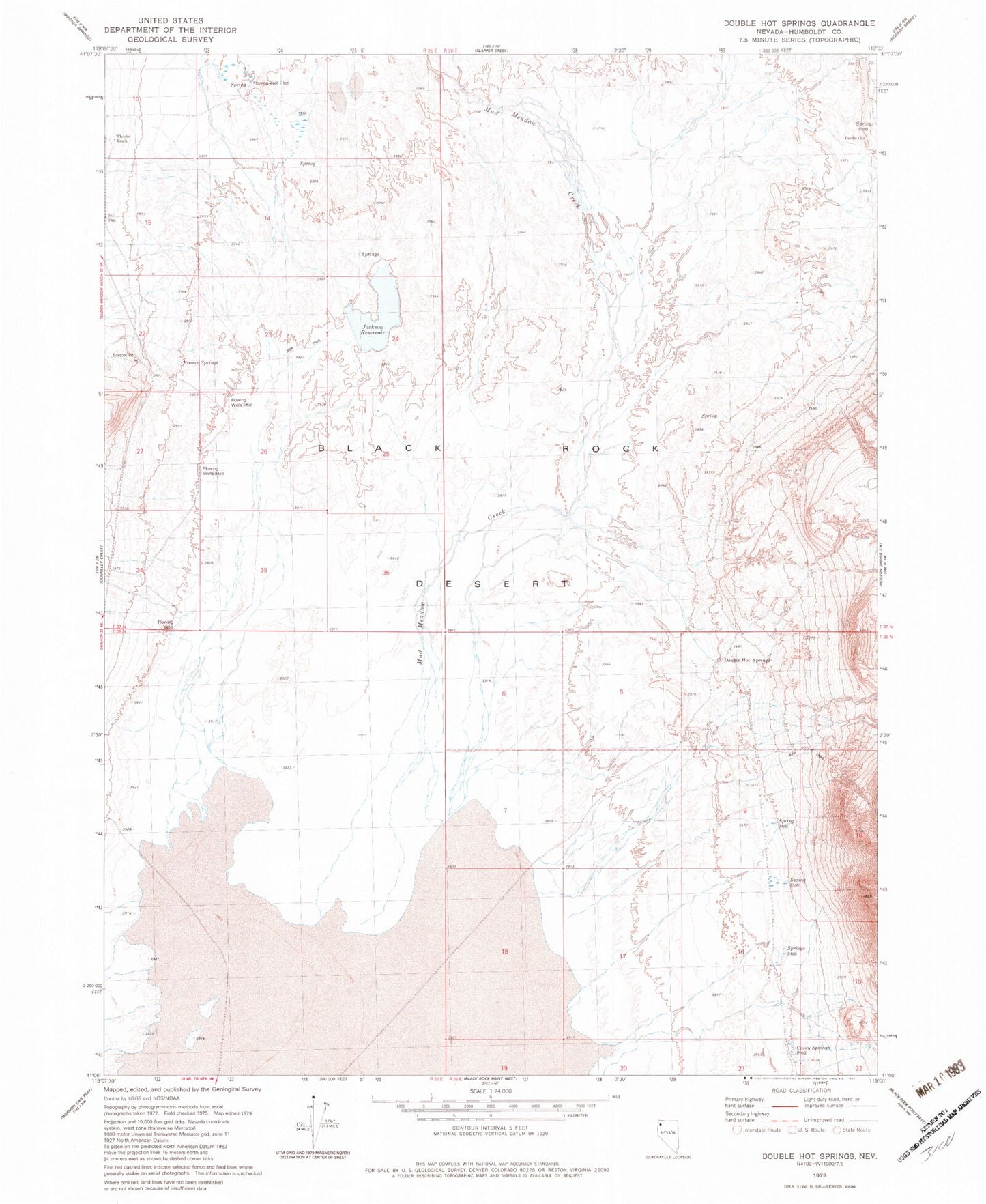 Classic USGS Double Hot Springs Nevada 7.5'x7.5' Topo Map Image