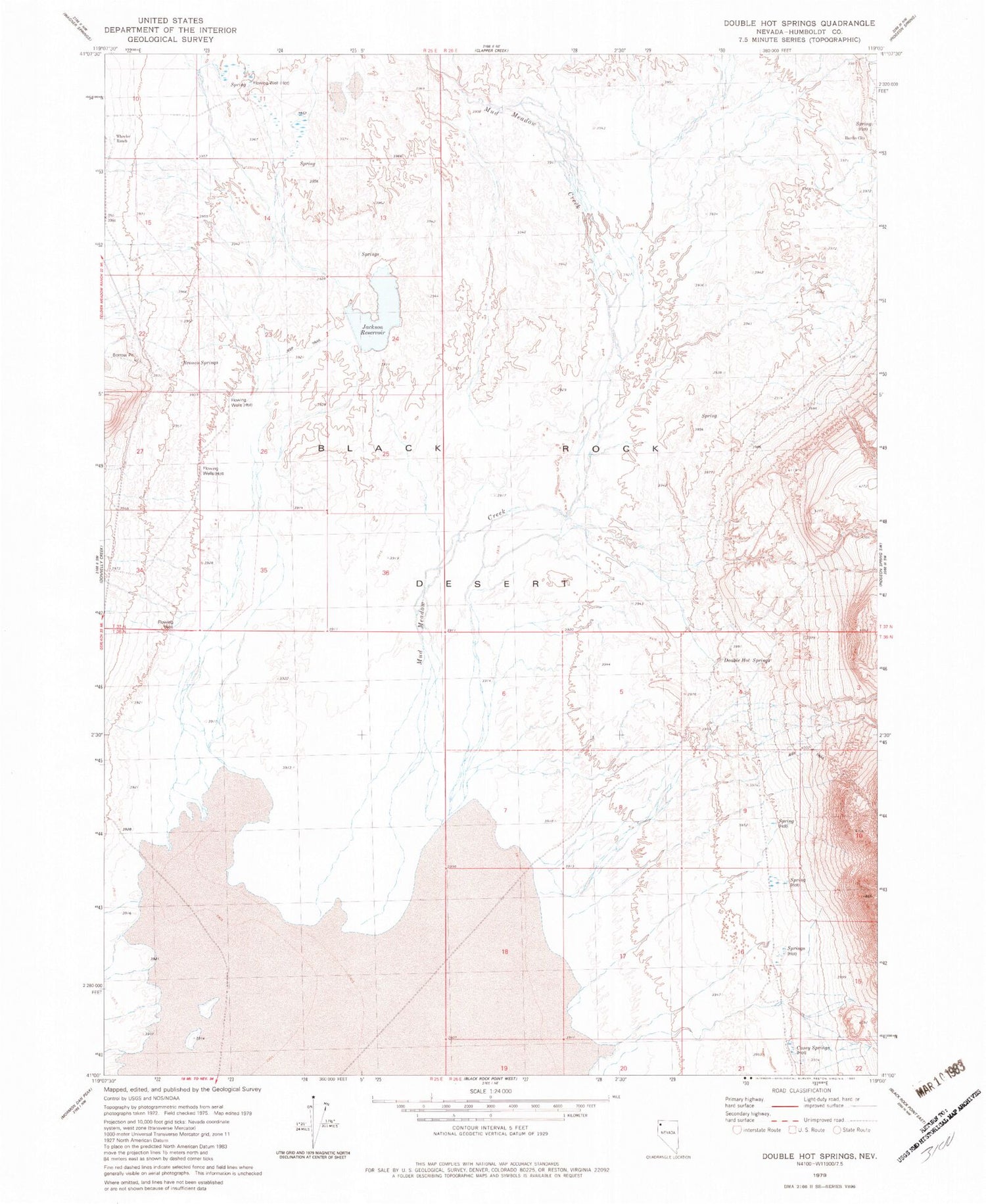 Classic USGS Double Hot Springs Nevada 7.5'x7.5' Topo Map Image