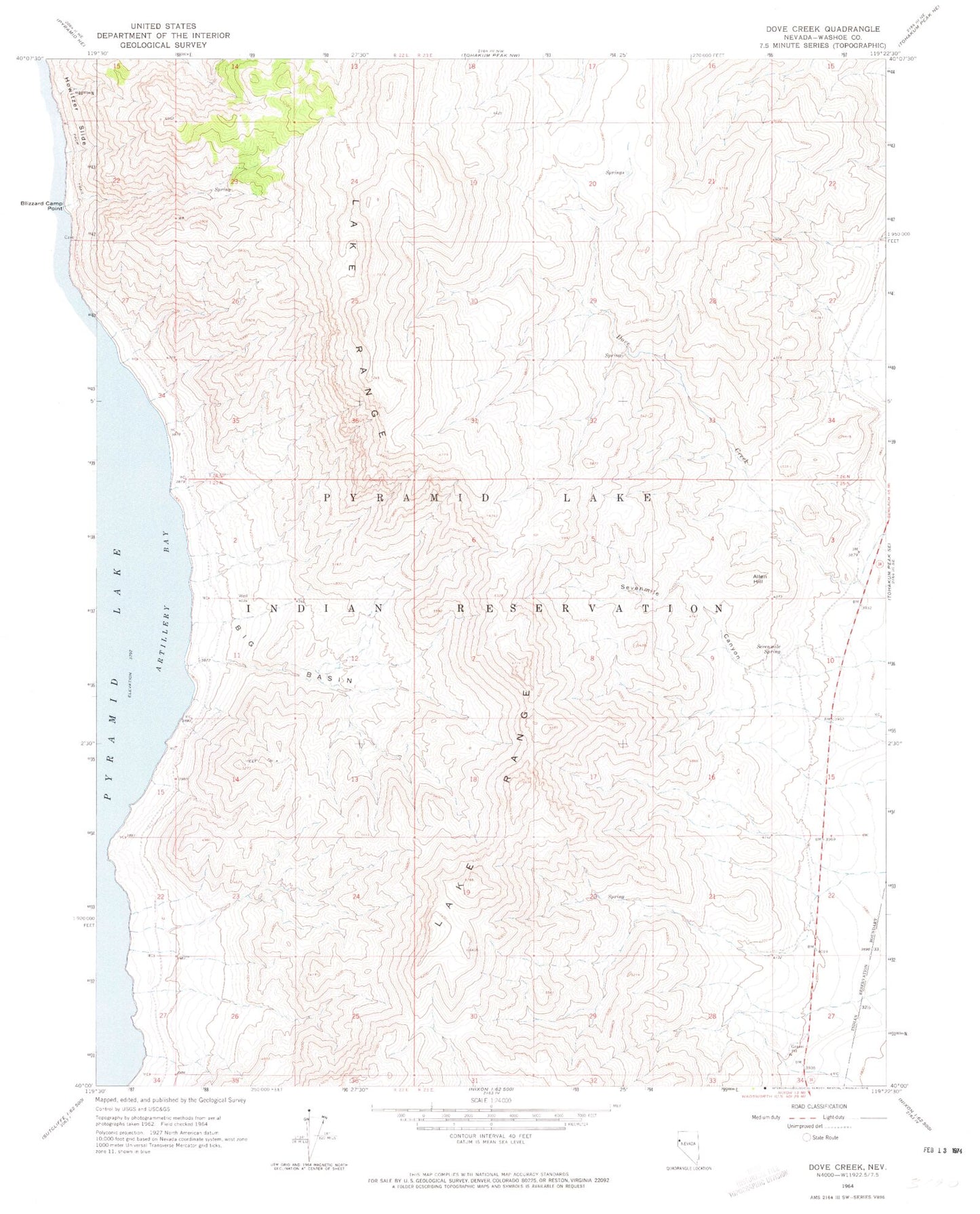 Classic USGS Dove Creek Nevada 7.5'x7.5' Topo Map Image