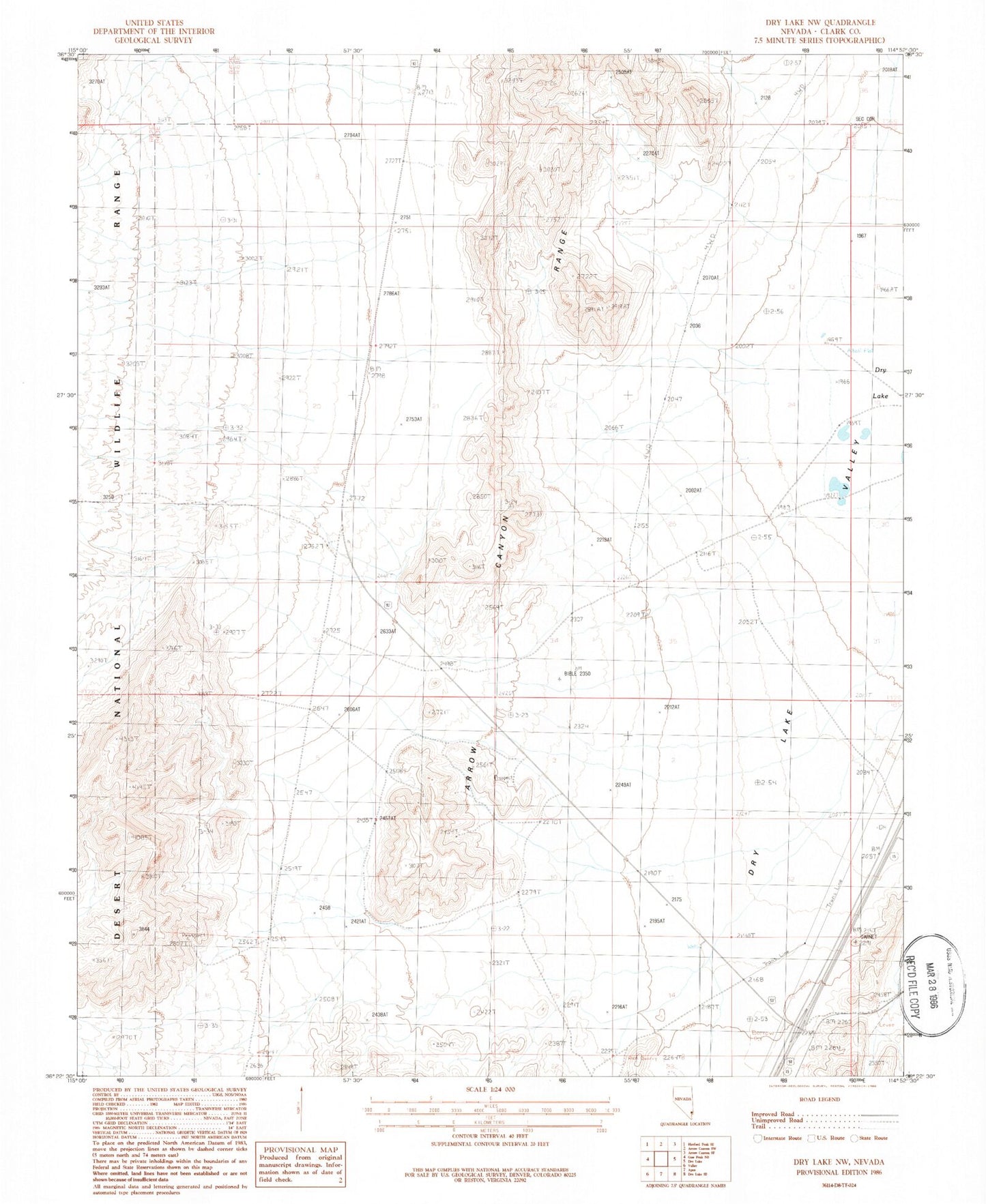 Classic USGS Dry Lake NW Nevada 7.5'x7.5' Topo Map Image