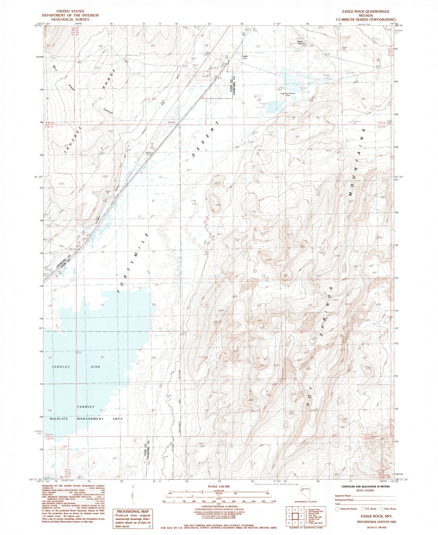 Classic USGS Eagle Rock Nevada 7.5'x7.5' Topo Map Image