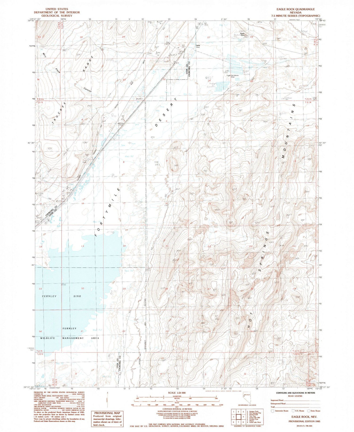 Classic USGS Eagle Rock Nevada 7.5'x7.5' Topo Map Image