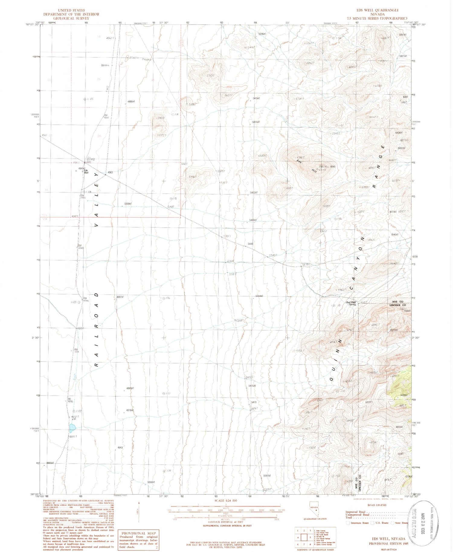 Classic USGS Eds Well Nevada 7.5'x7.5' Topo Map Image