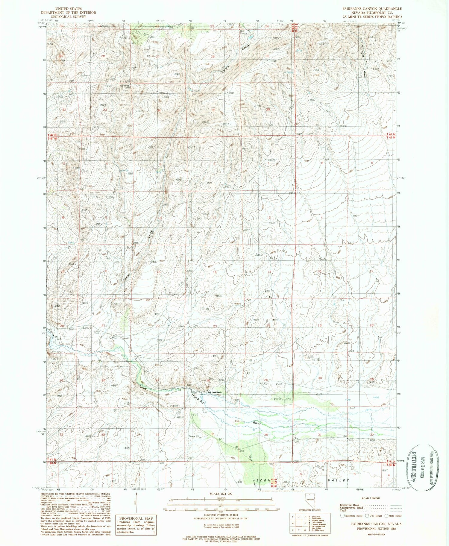 Classic USGS Spring Creek Nevada 7.5'x7.5' Topo Map Image