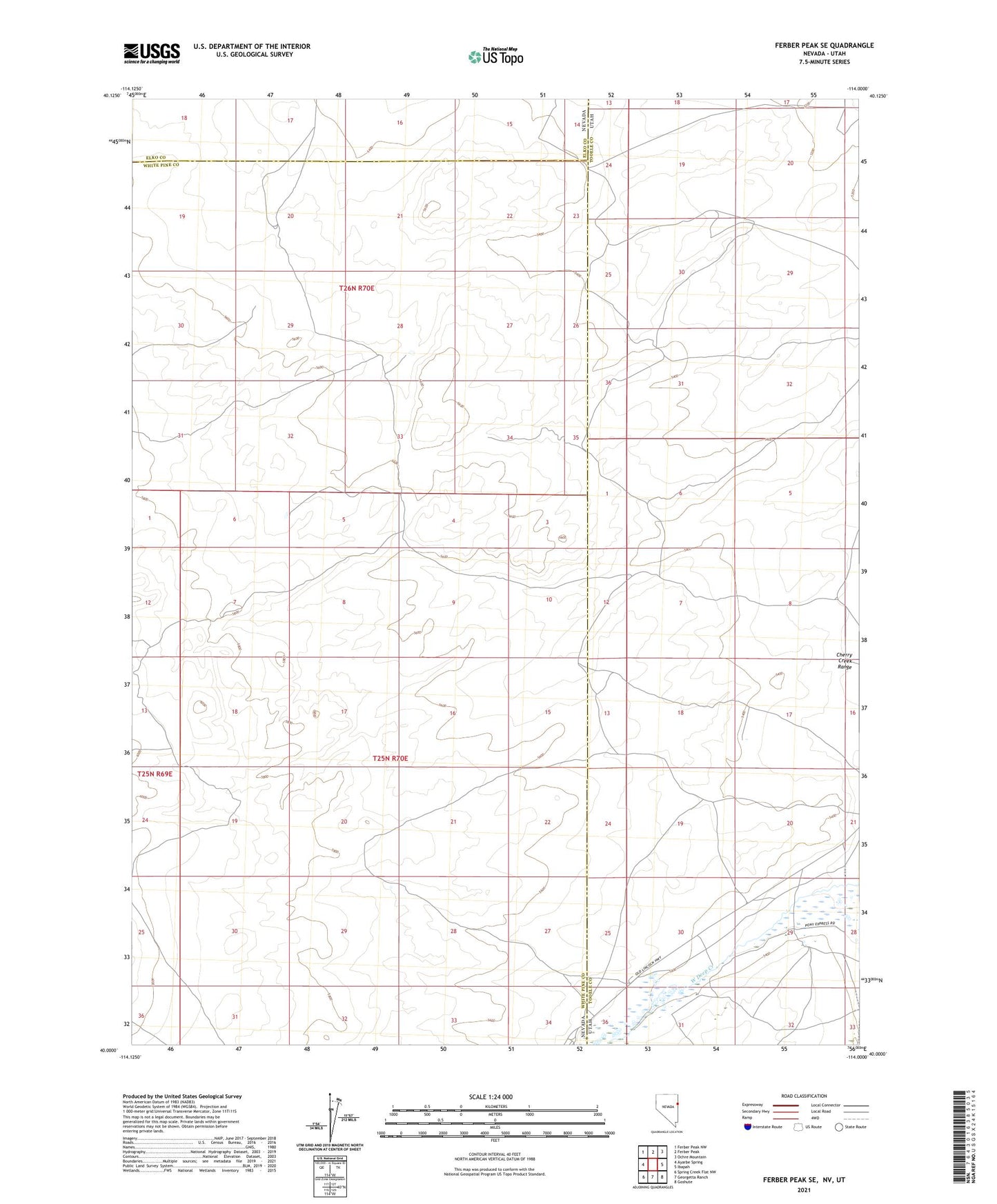 Ferber Peak SE Nevada US Topo Map Image