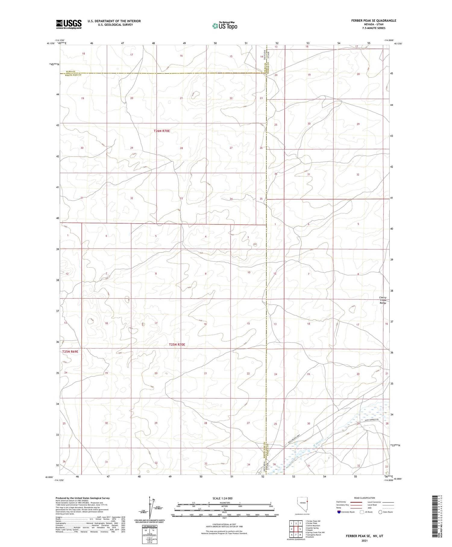 Ferber Peak SE Nevada US Topo Map Image