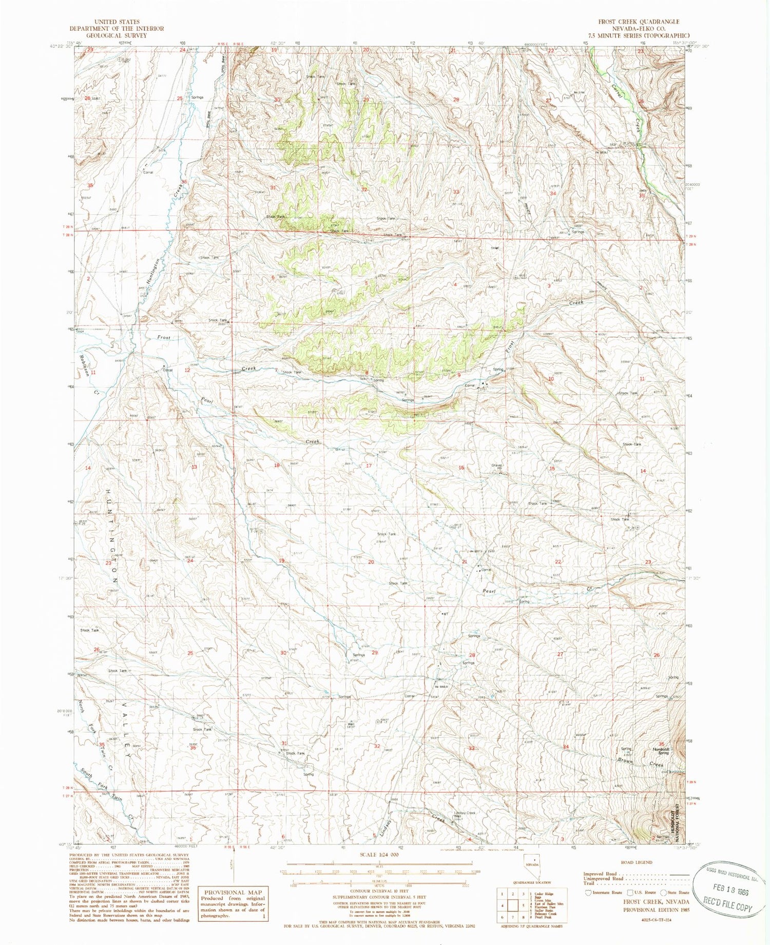 Classic USGS Frost Creek Nevada 7.5'x7.5' Topo Map Image