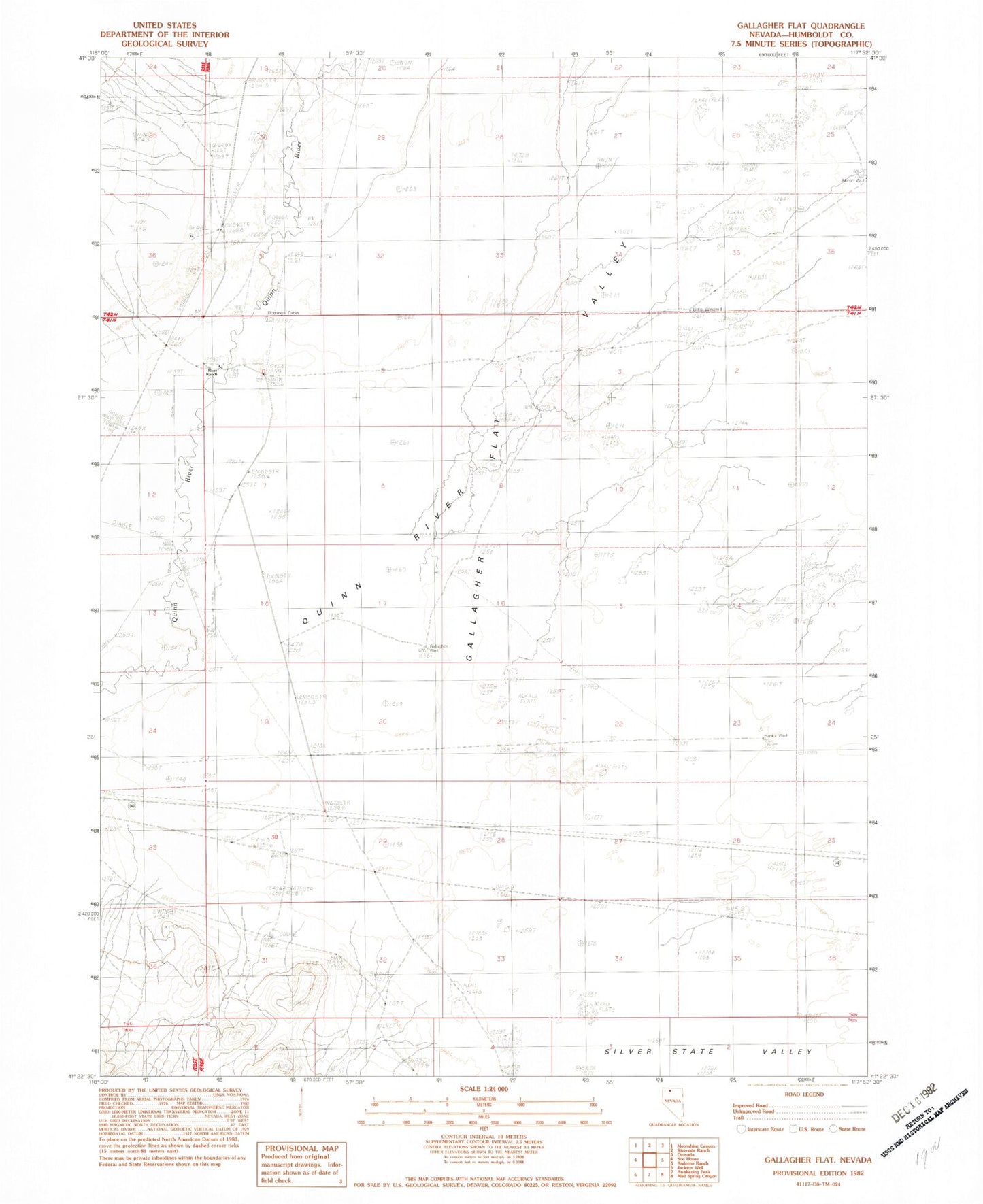 Classic USGS Gallagher Flat Nevada 7.5'x7.5' Topo Map Image