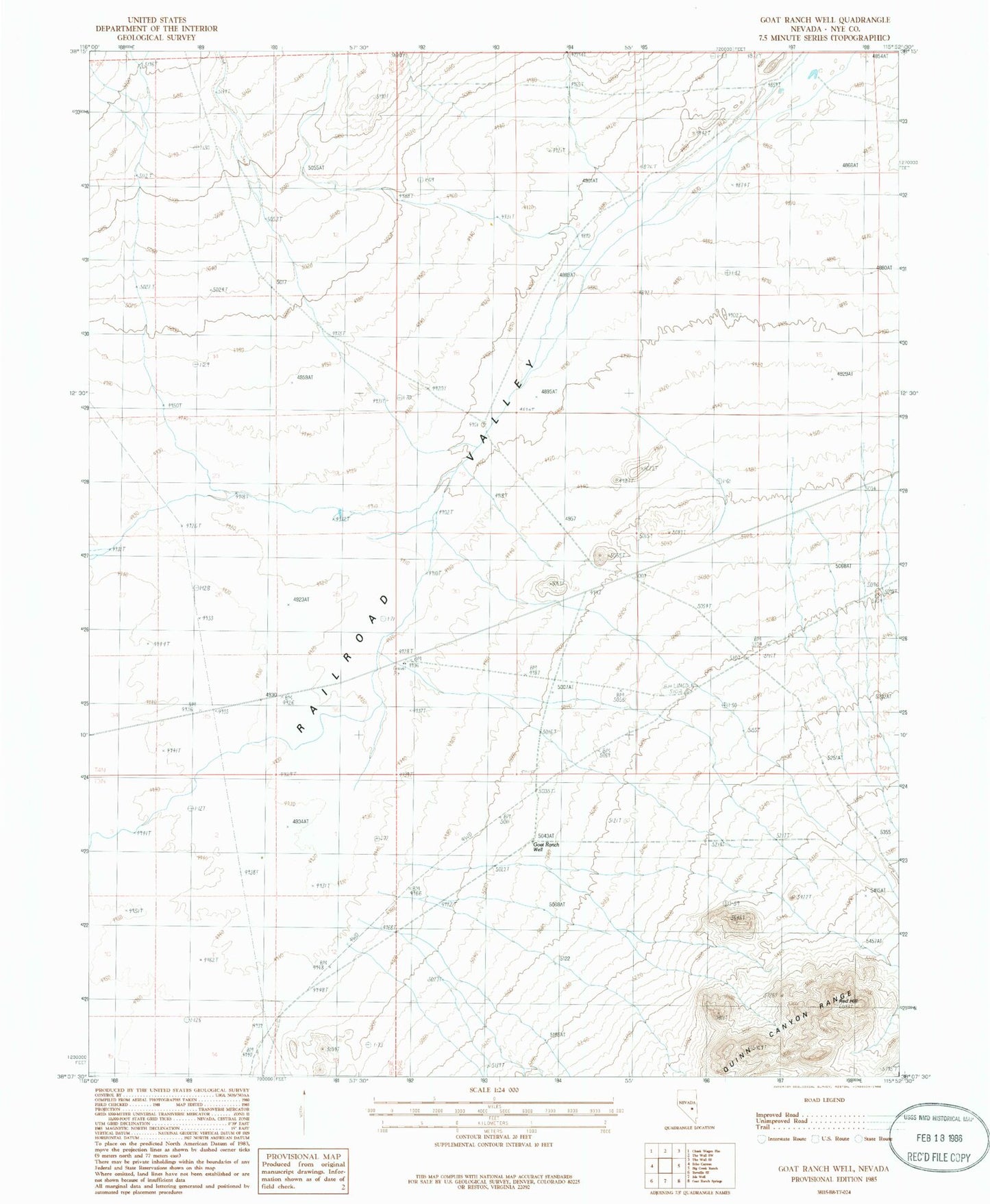 Classic USGS Goat Ranch Well Nevada 7.5'x7.5' Topo Map Image