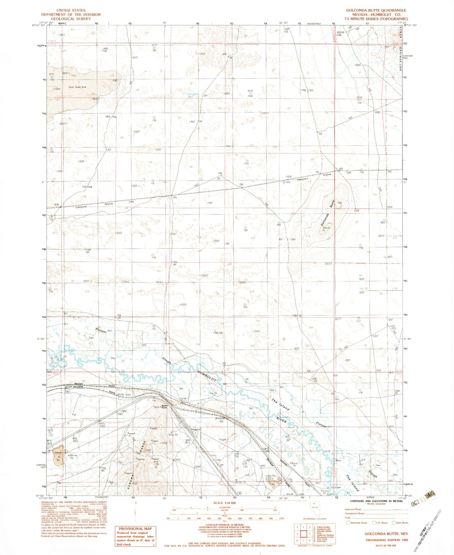 Classic USGS Golconda Butte Nevada 7.5'x7.5' Topo Map Image