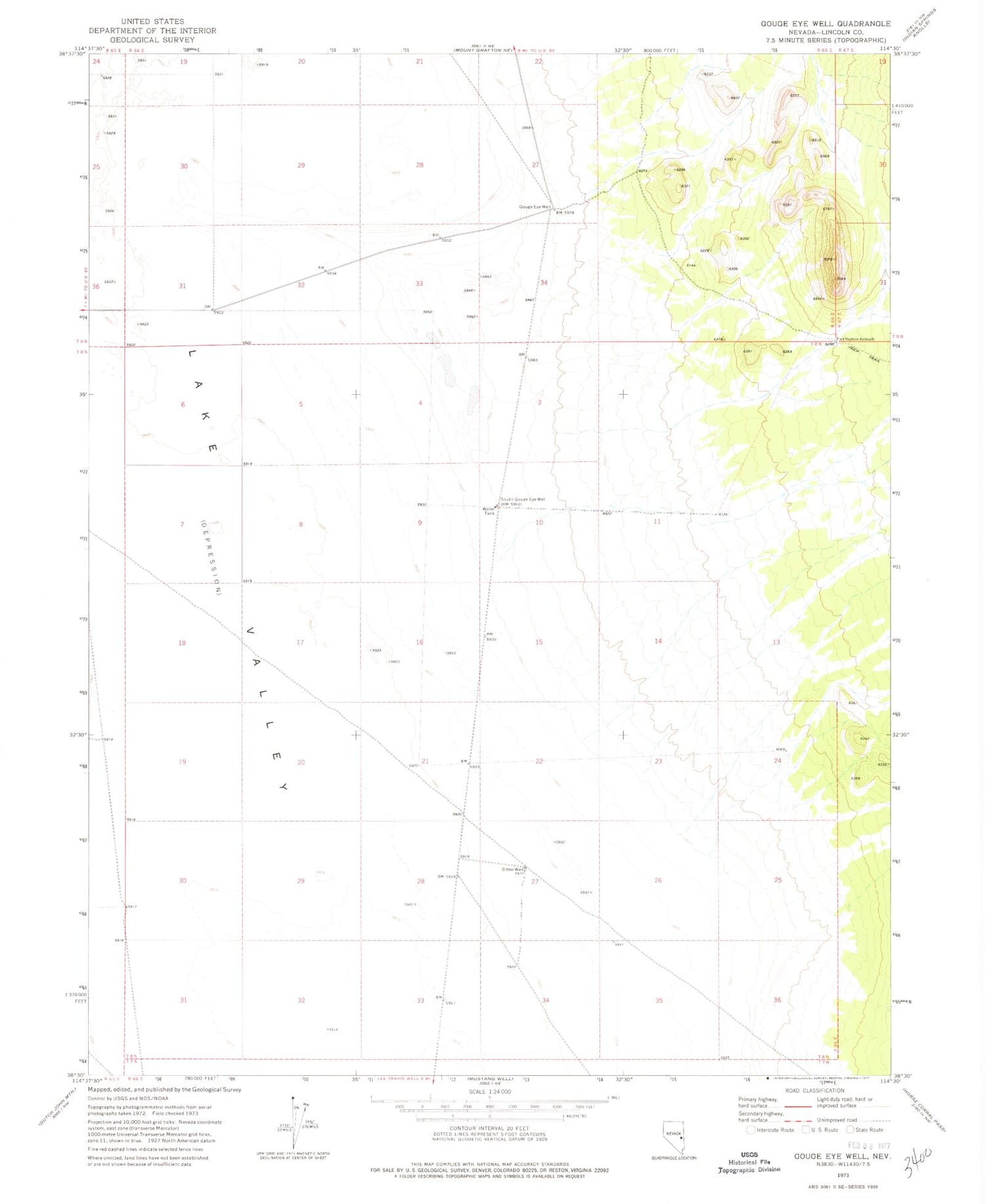 Classic USGS Gouge Eye Well Nevada 7.5'x7.5' Topo Map Image