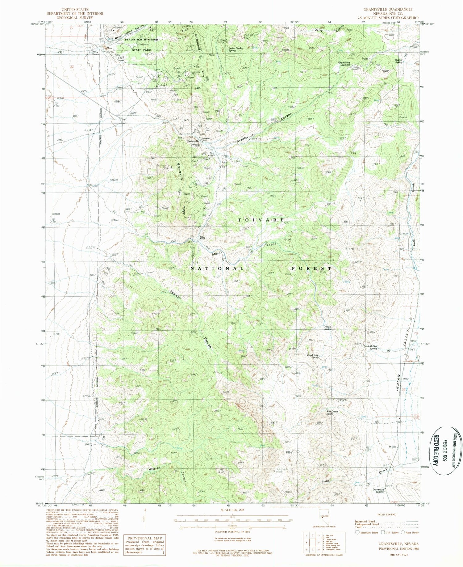 Classic USGS Grantsville Nevada 7.5'x7.5' Topo Map Image