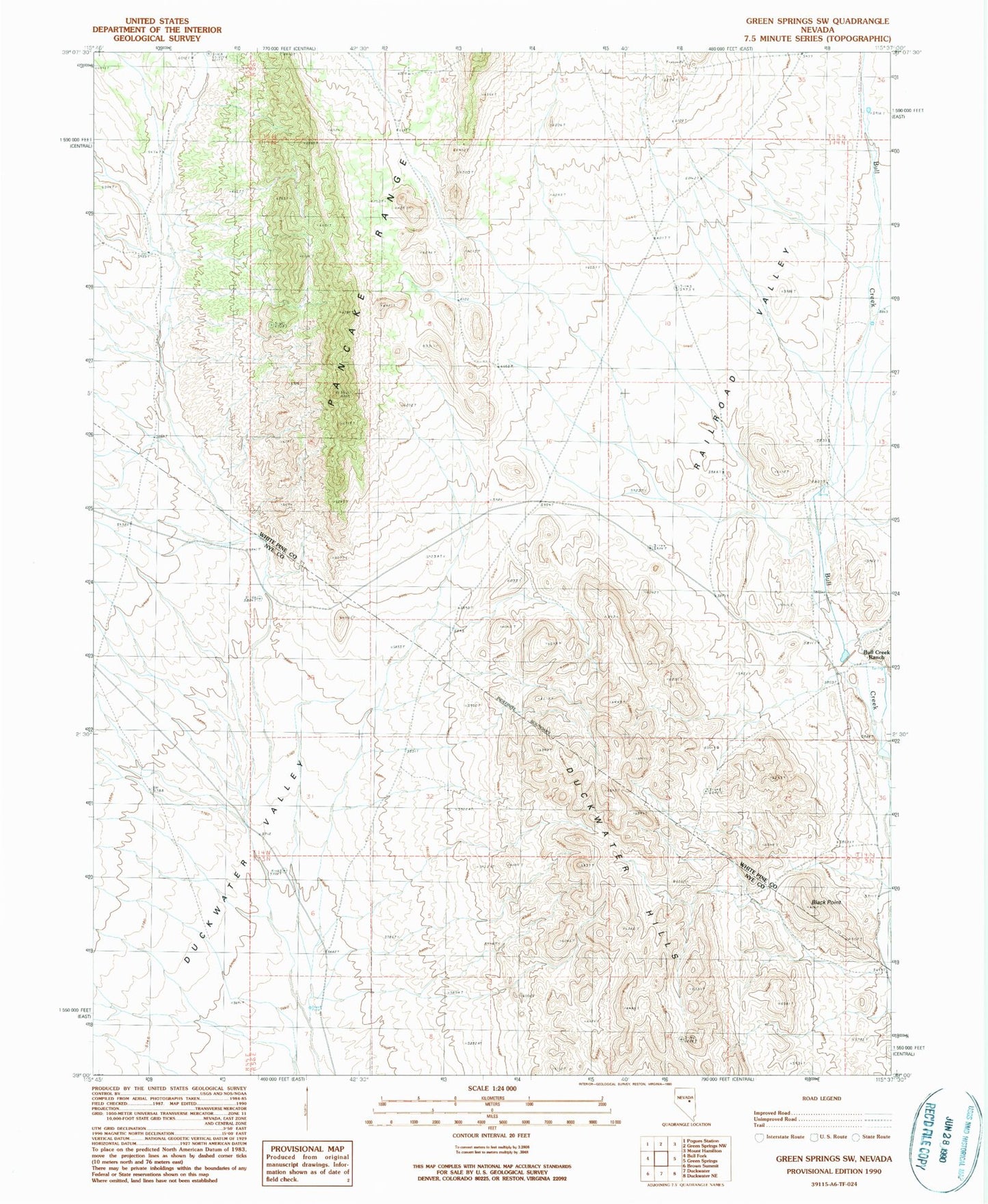 Classic USGS Green Springs SW Nevada 7.5'x7.5' Topo Map Image