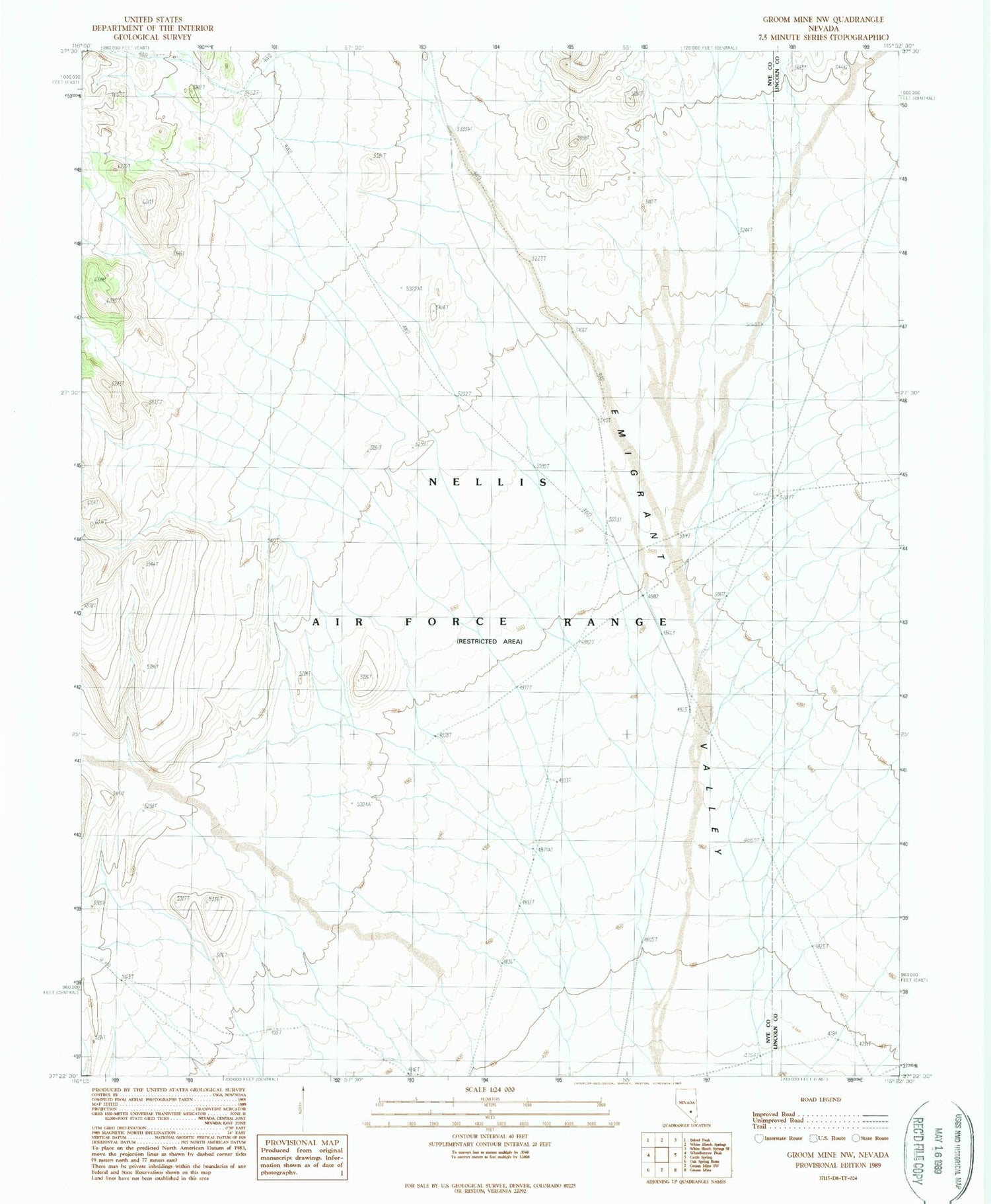 Classic USGS Groom Mine NW Nevada 7.5'x7.5' Topo Map Image