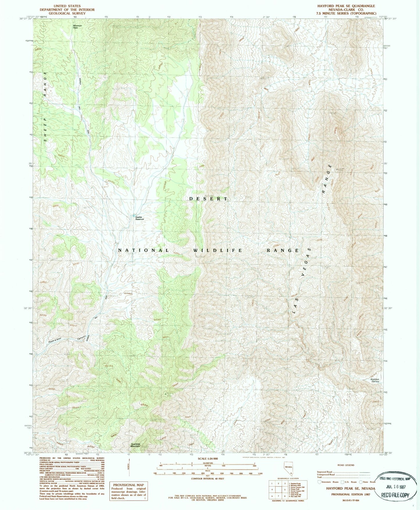 Classic USGS Hayford Peak SE Nevada 7.5'x7.5' Topo Map Image