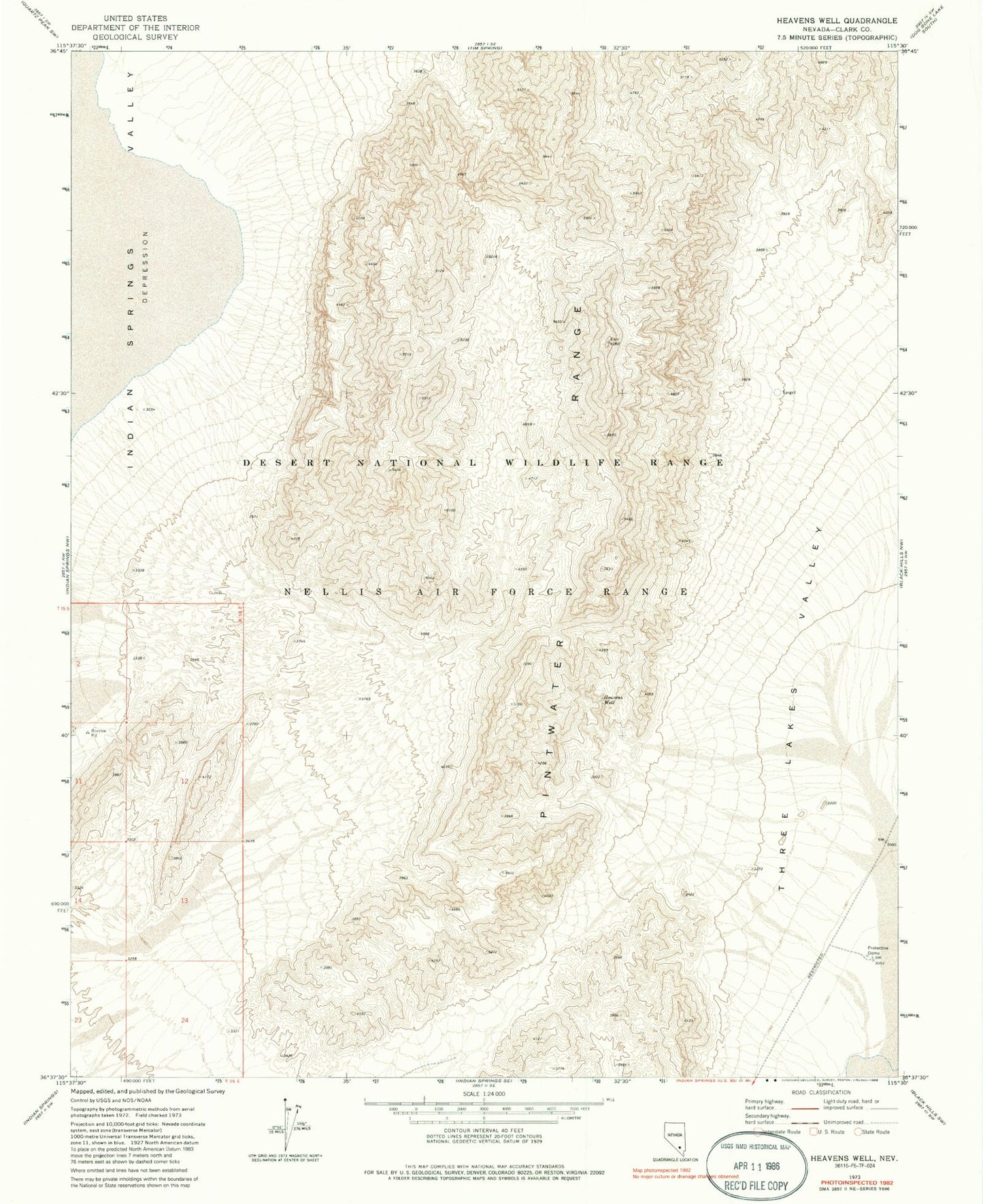 Classic USGS Heavens Well Nevada 7.5'x7.5' Topo Map Image