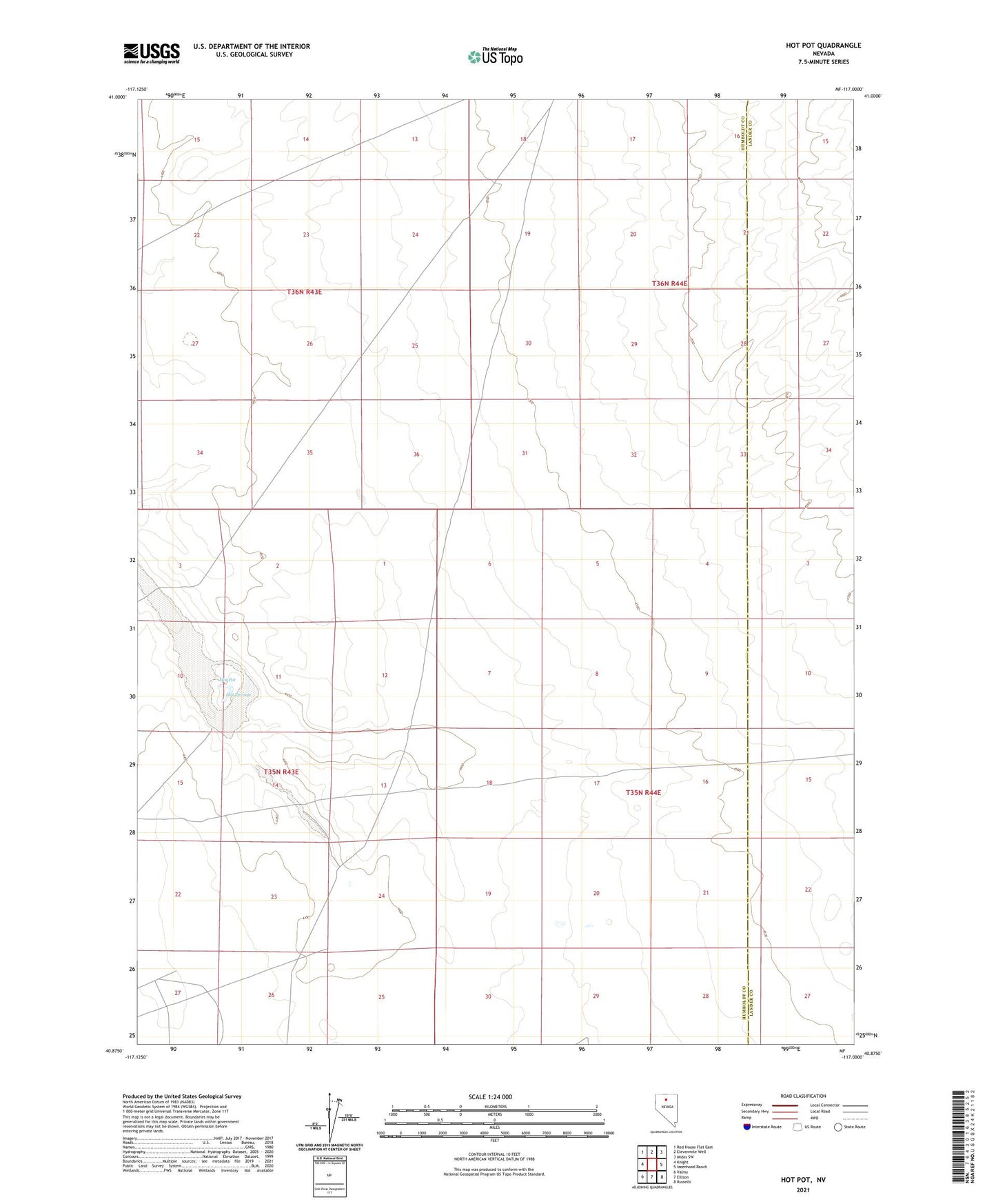 Hot Pot Nevada US Topo Map Image