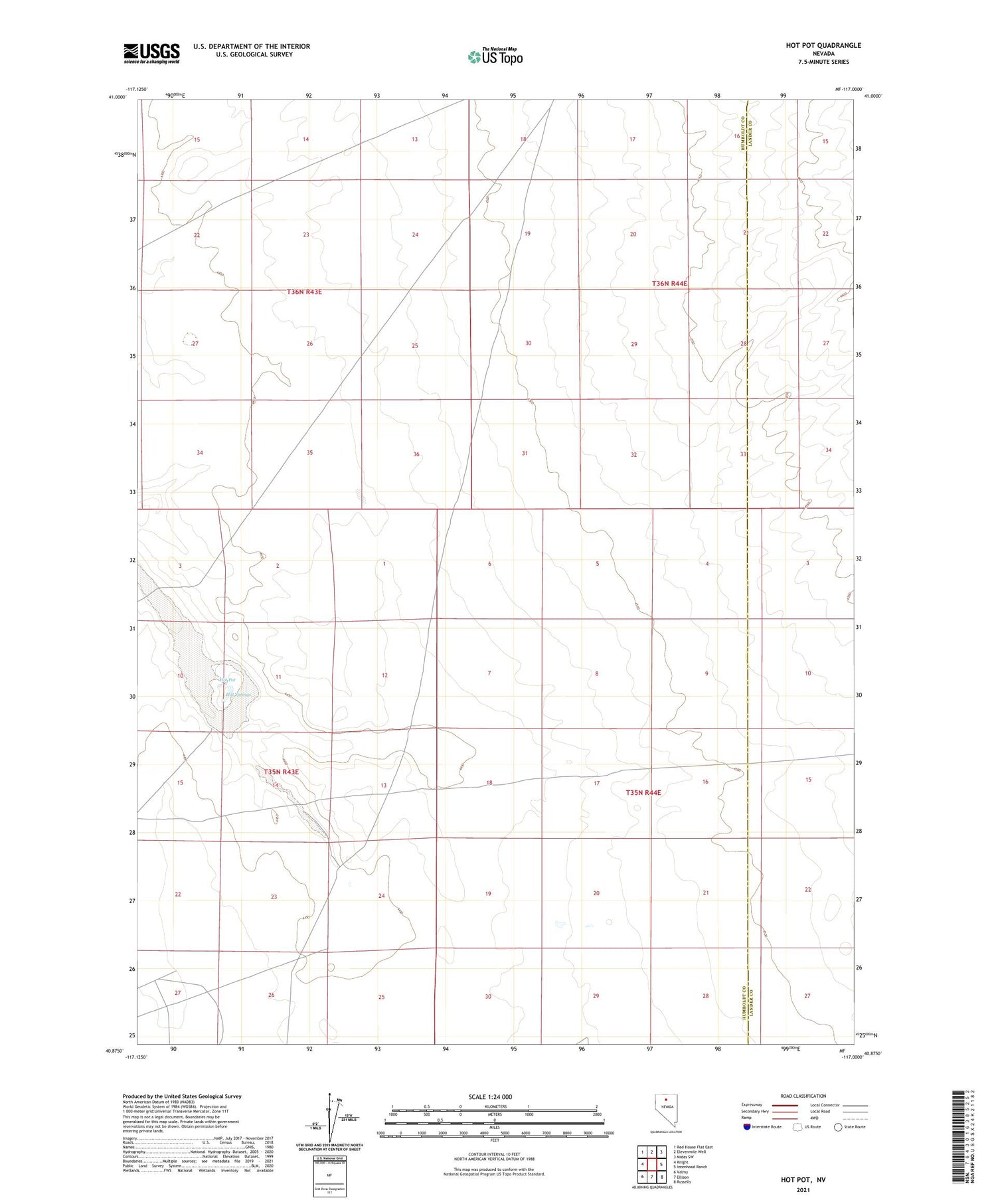 Hot Pot Nevada US Topo Map Image