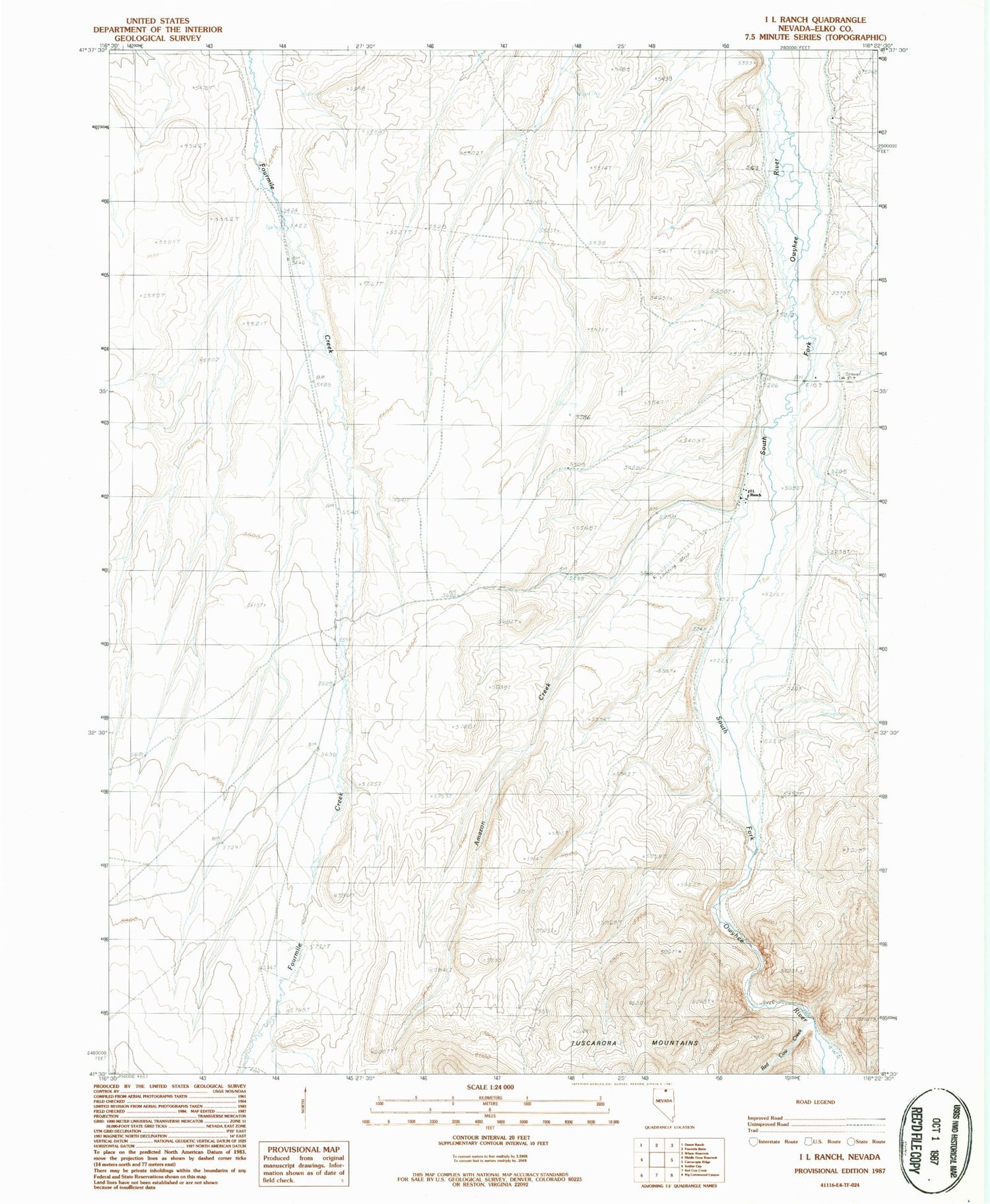 Classic USGS I L Ranch Nevada 7.5'x7.5' Topo Map Image