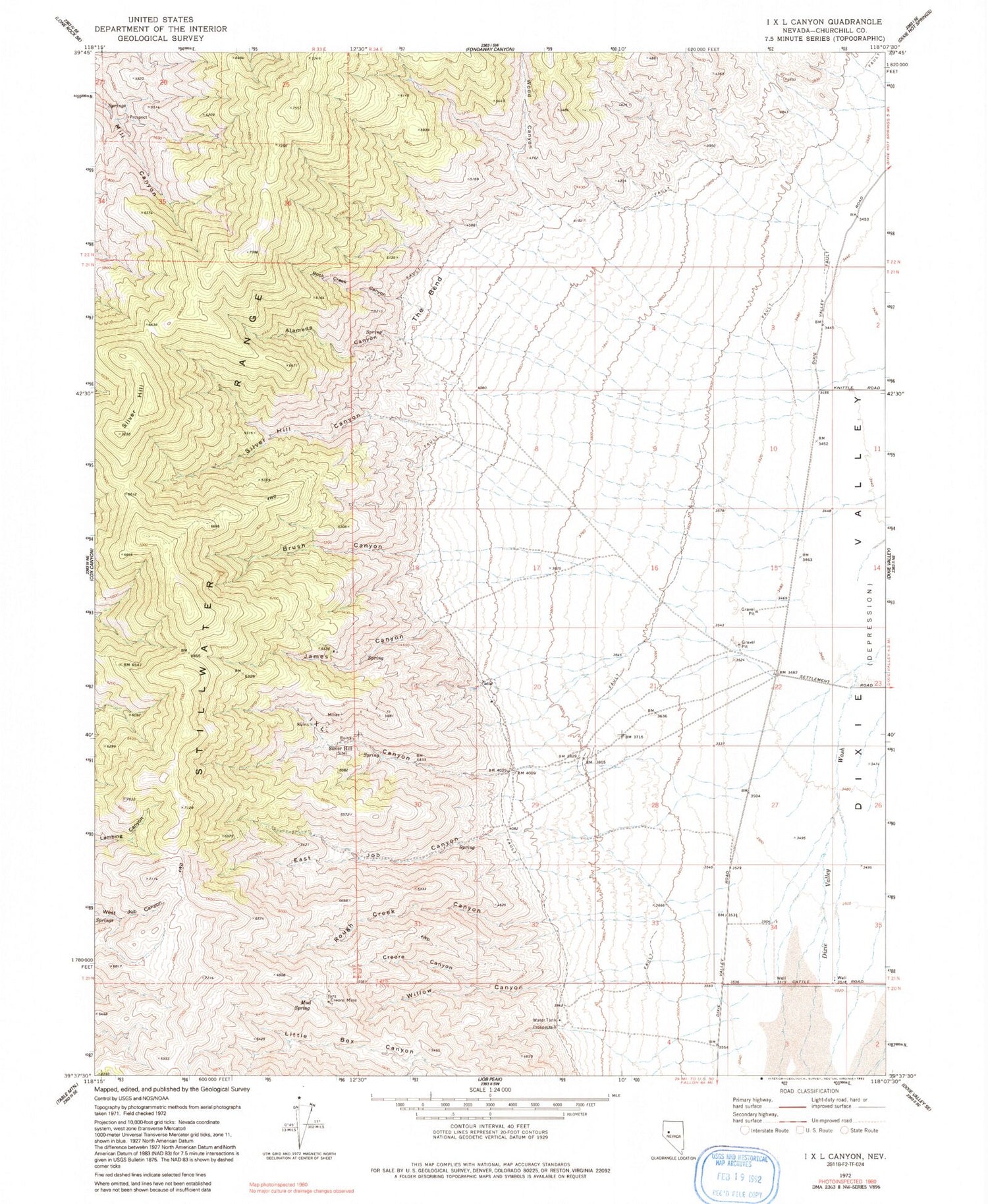 Classic USGS I X L Canyon Nevada 7.5'x7.5' Topo Map Image