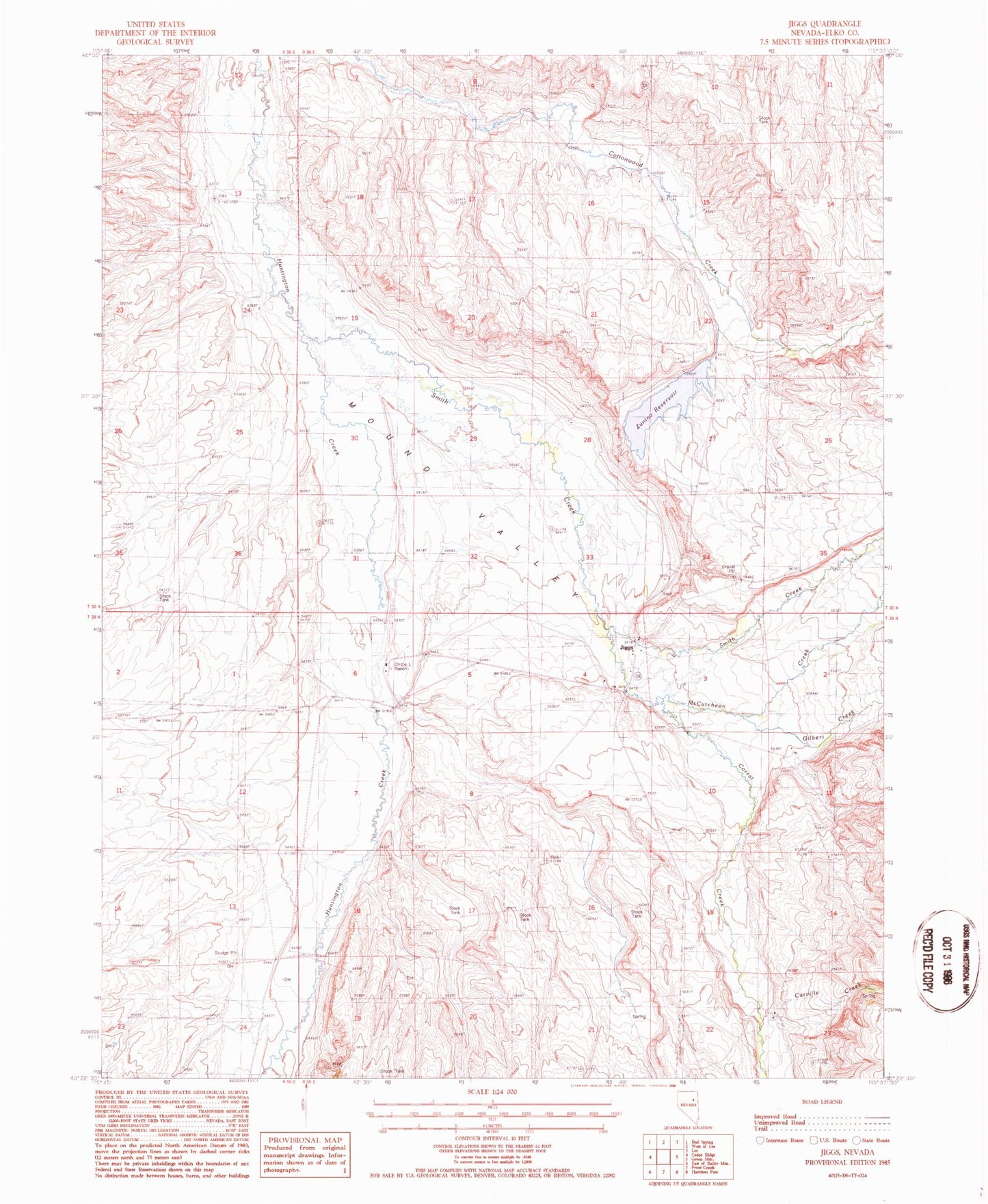 Classic USGS Jiggs Nevada 7.5'x7.5' Topo Map Image