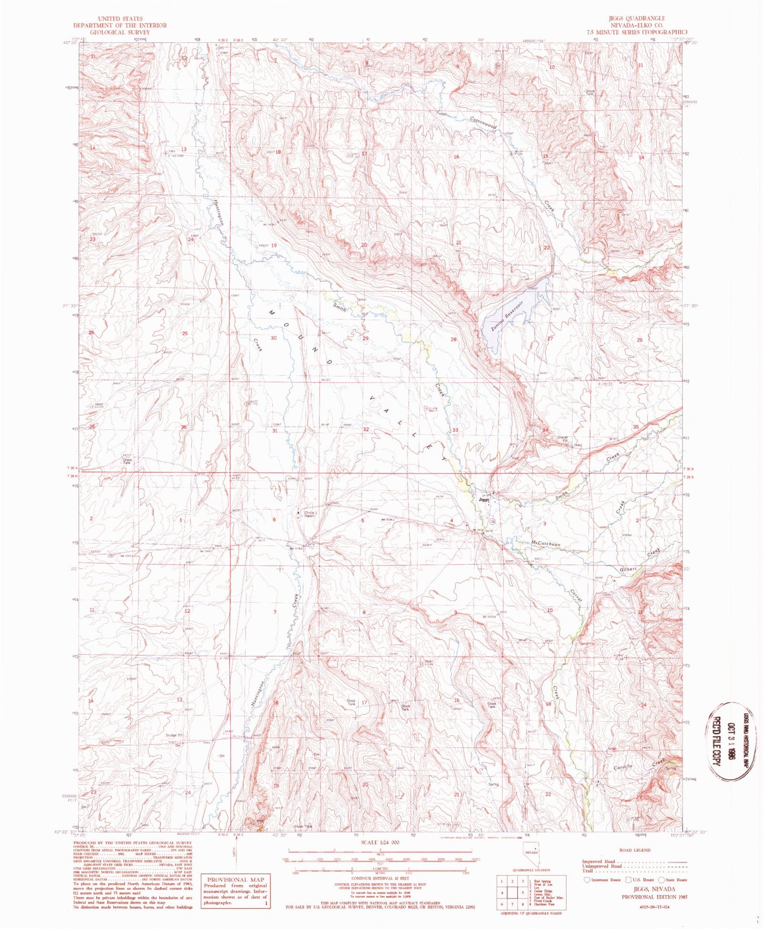 Classic USGS Jiggs Nevada 7.5'x7.5' Topo Map Image