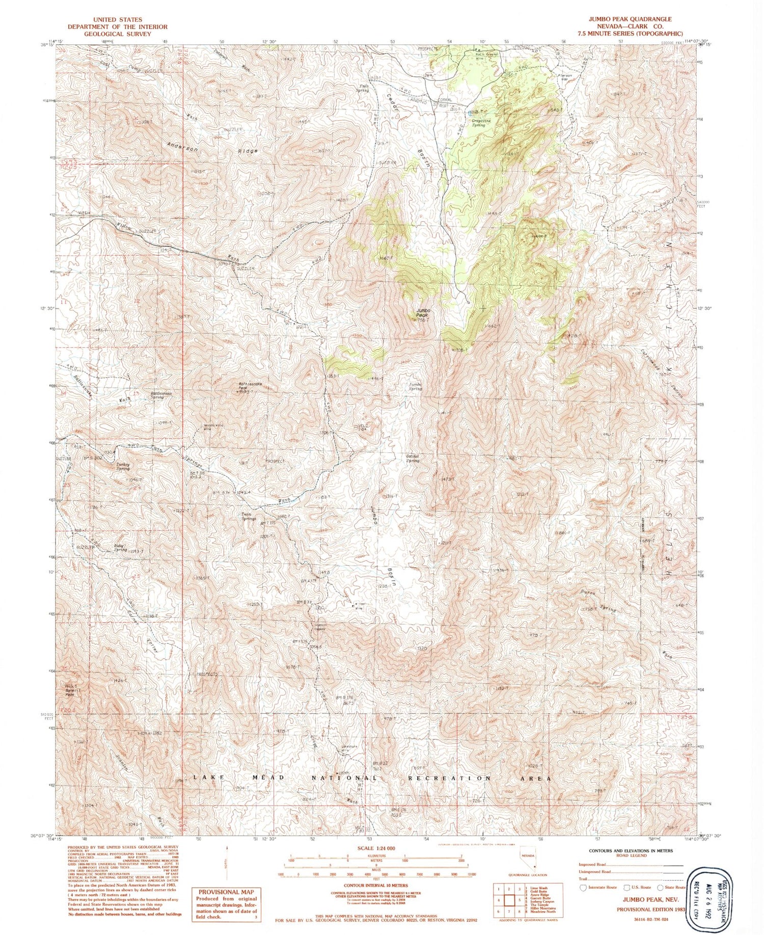 Classic USGS Jumbo Peak Nevada 7.5'x7.5' Topo Map Image