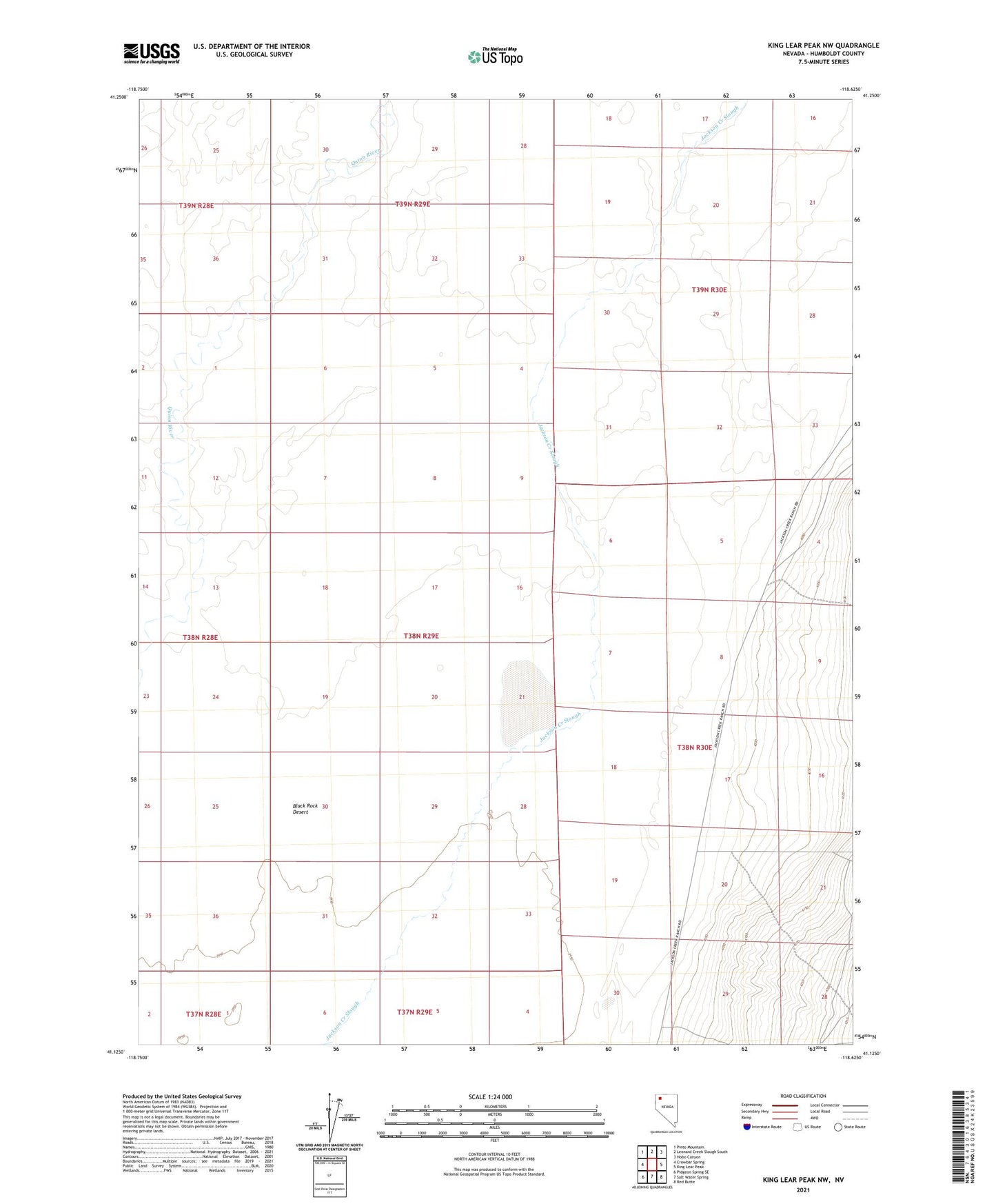 King Lear Peak NW Nevada US Topo Map Image