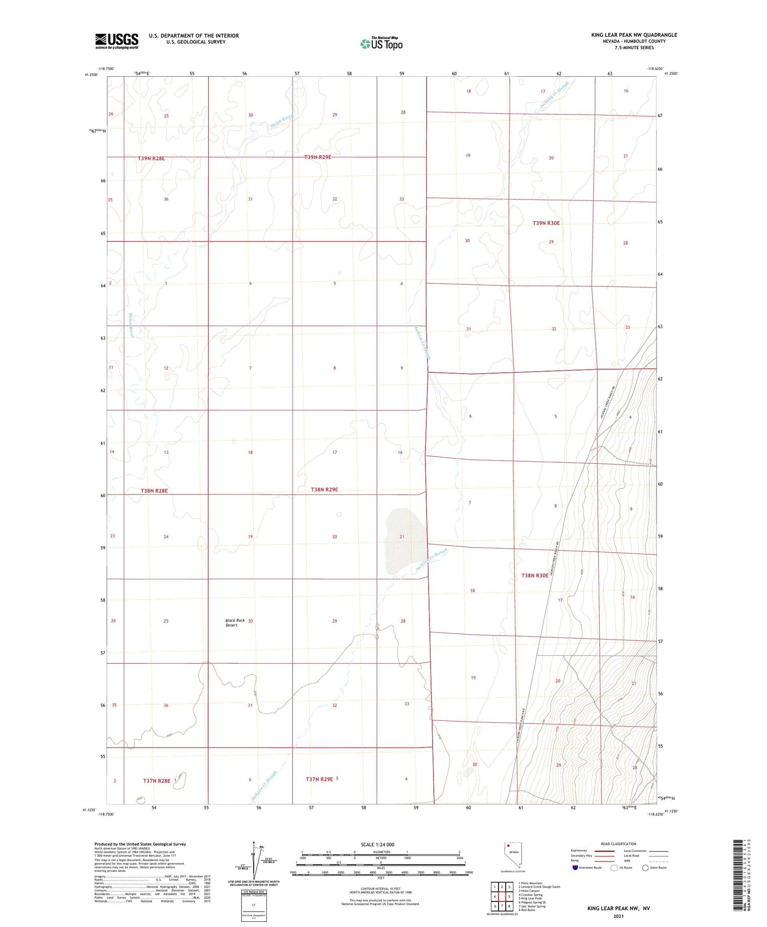 King Lear Peak NW Nevada US Topo Map Image