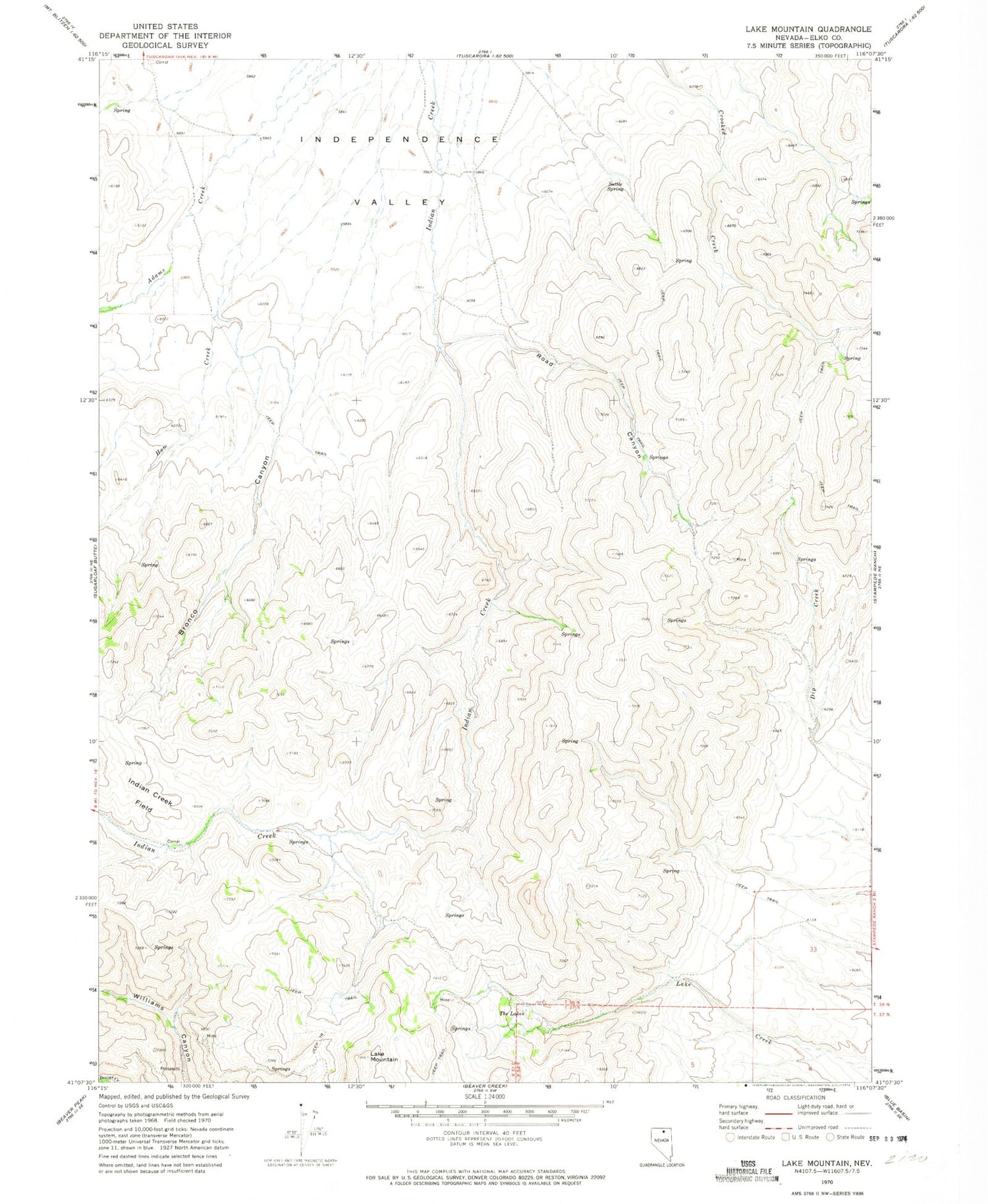 Classic USGS Lake Mountain Nevada 7.5'x7.5' Topo Map Image