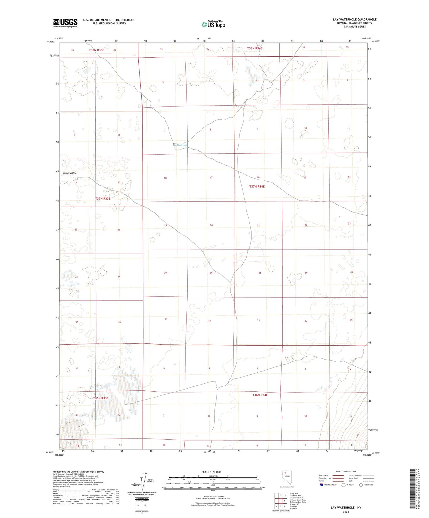 Lay Waterhole Nevada US Topo Map Image