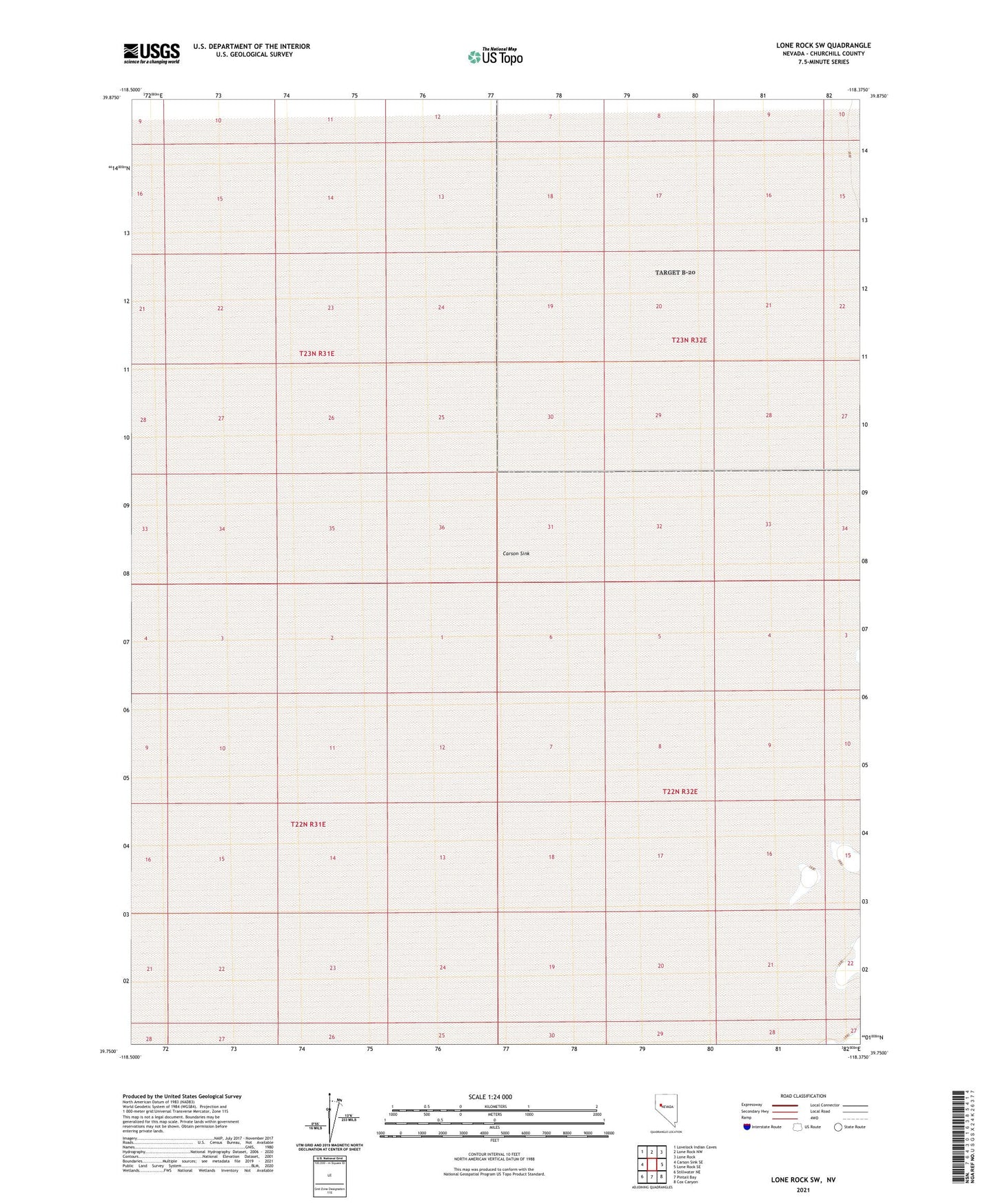 Lone Rock SW Nevada US Topo Map Image