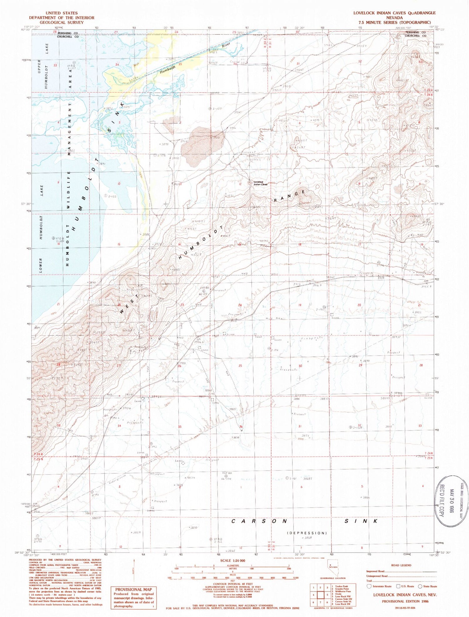Classic USGS Lovelock Indian Caves Nevada 7.5'x7.5' Topo Map Image