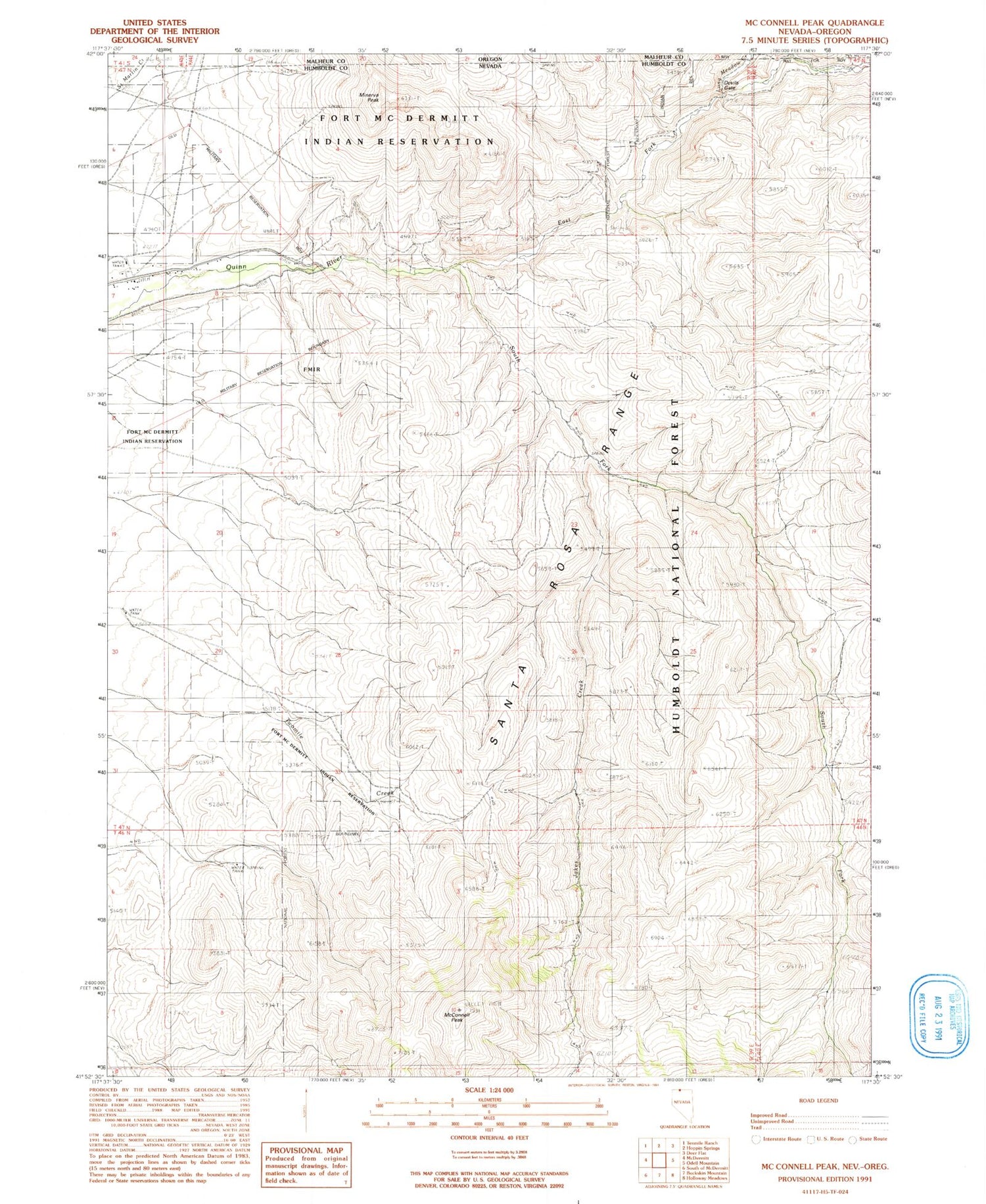Classic USGS McConnell Peak Nevada 7.5'x7.5' Topo Map Image