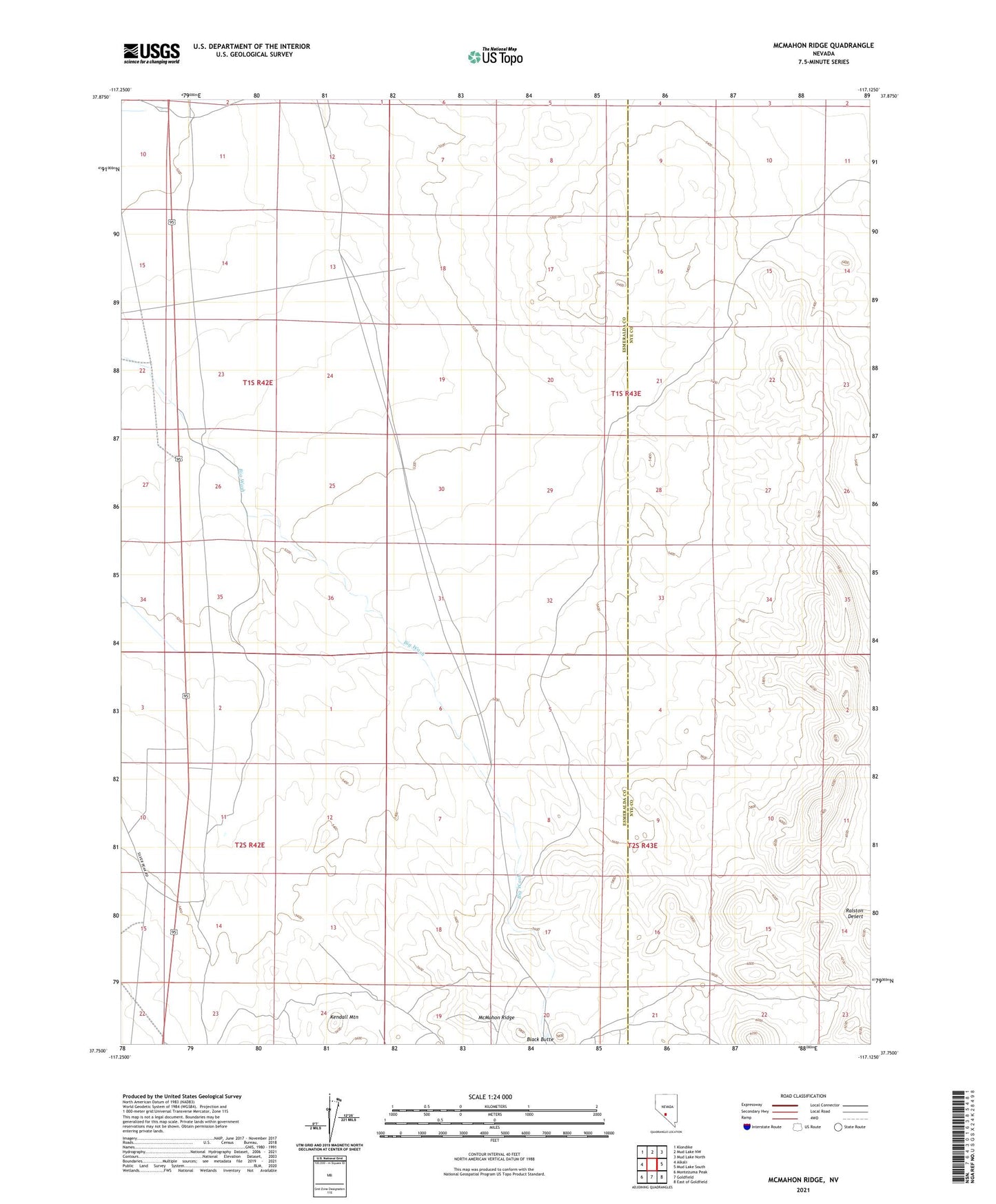 McMahon Ridge Nevada US Topo Map Image