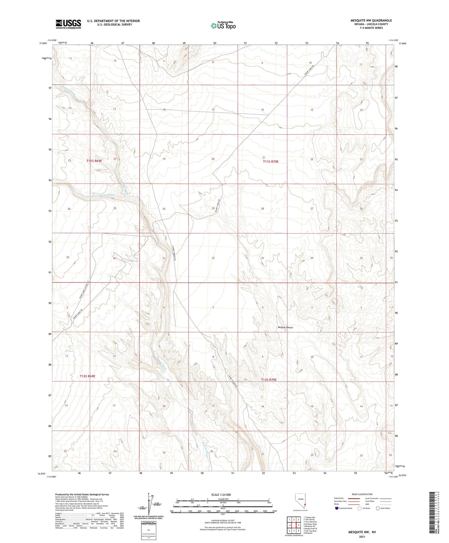 Mesquite NW Nevada US Topo Map Image