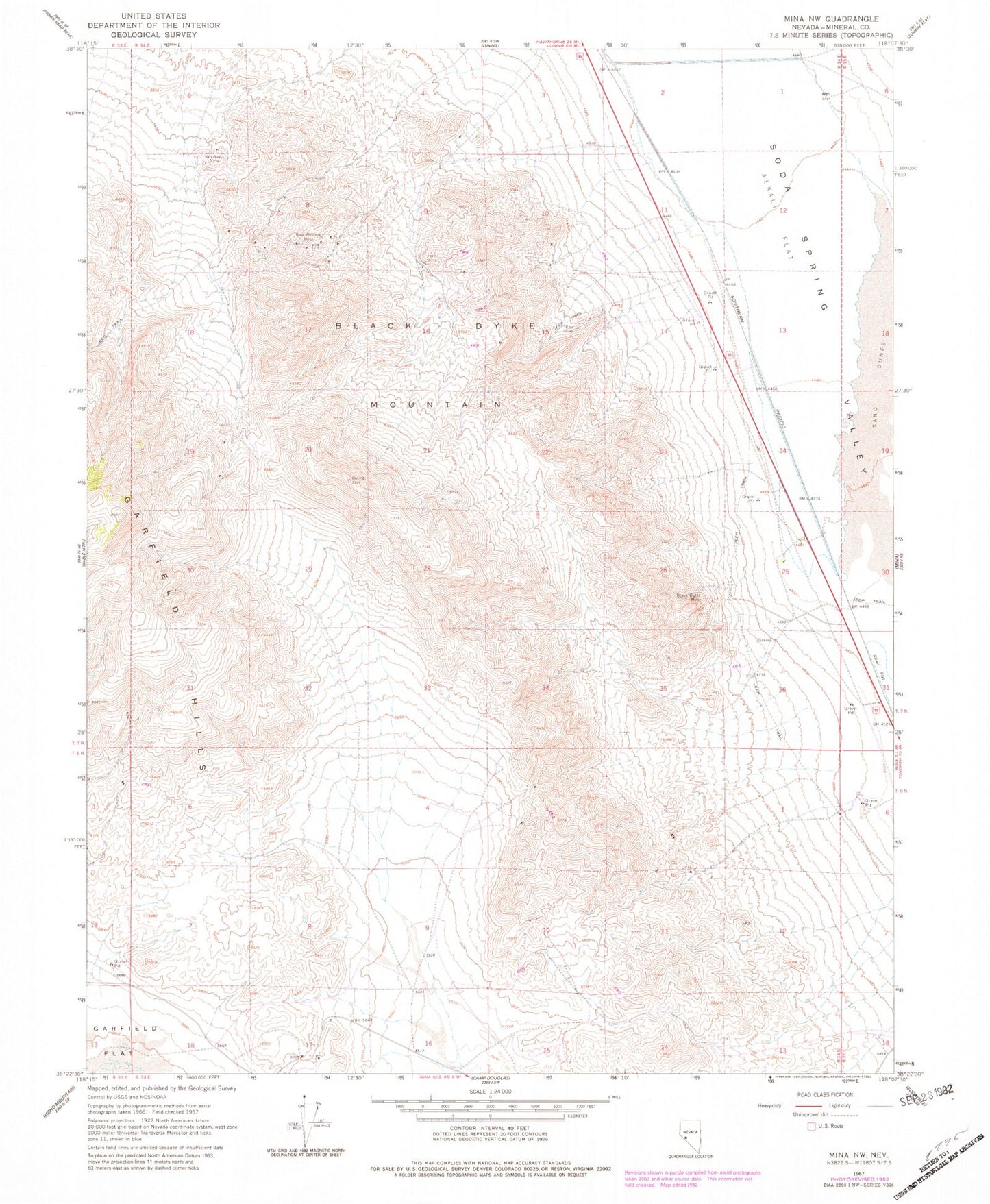 Classic USGS Black Dyke Mountain Nevada 7.5'x7.5' Topo Map Image