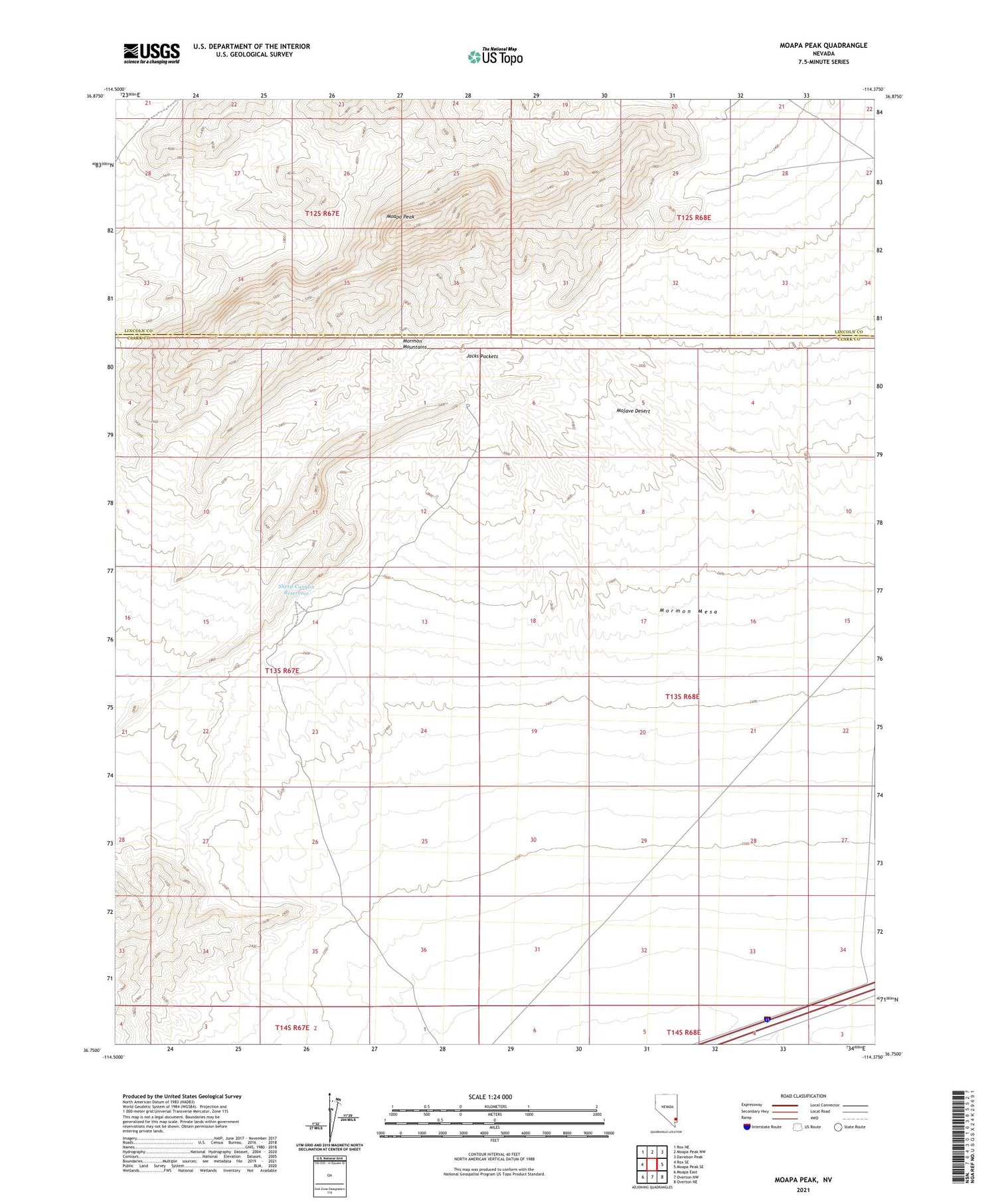 Moapa Peak Nevada US Topo Map Image