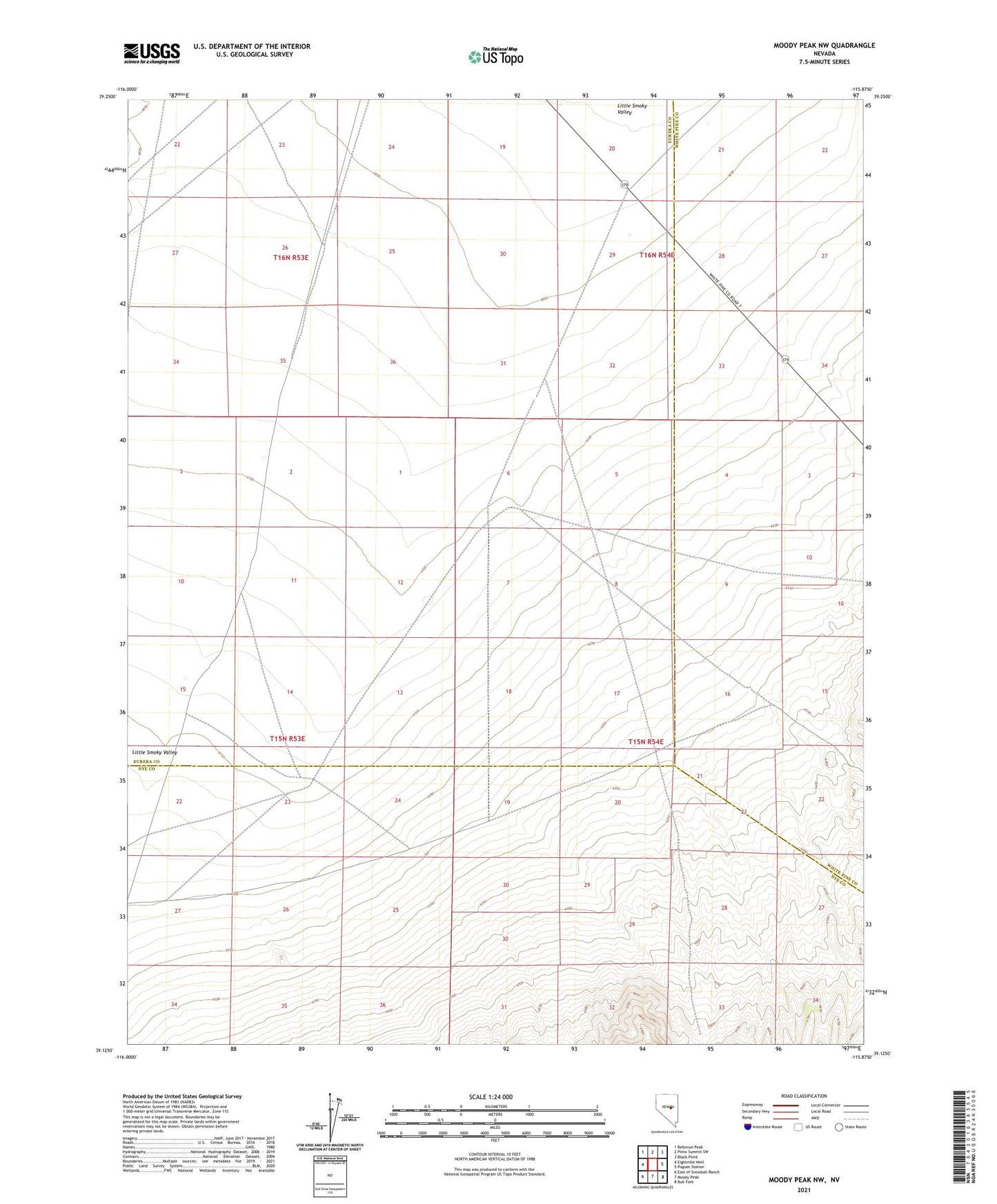 Moody Peak NW Nevada US Topo Map Image
