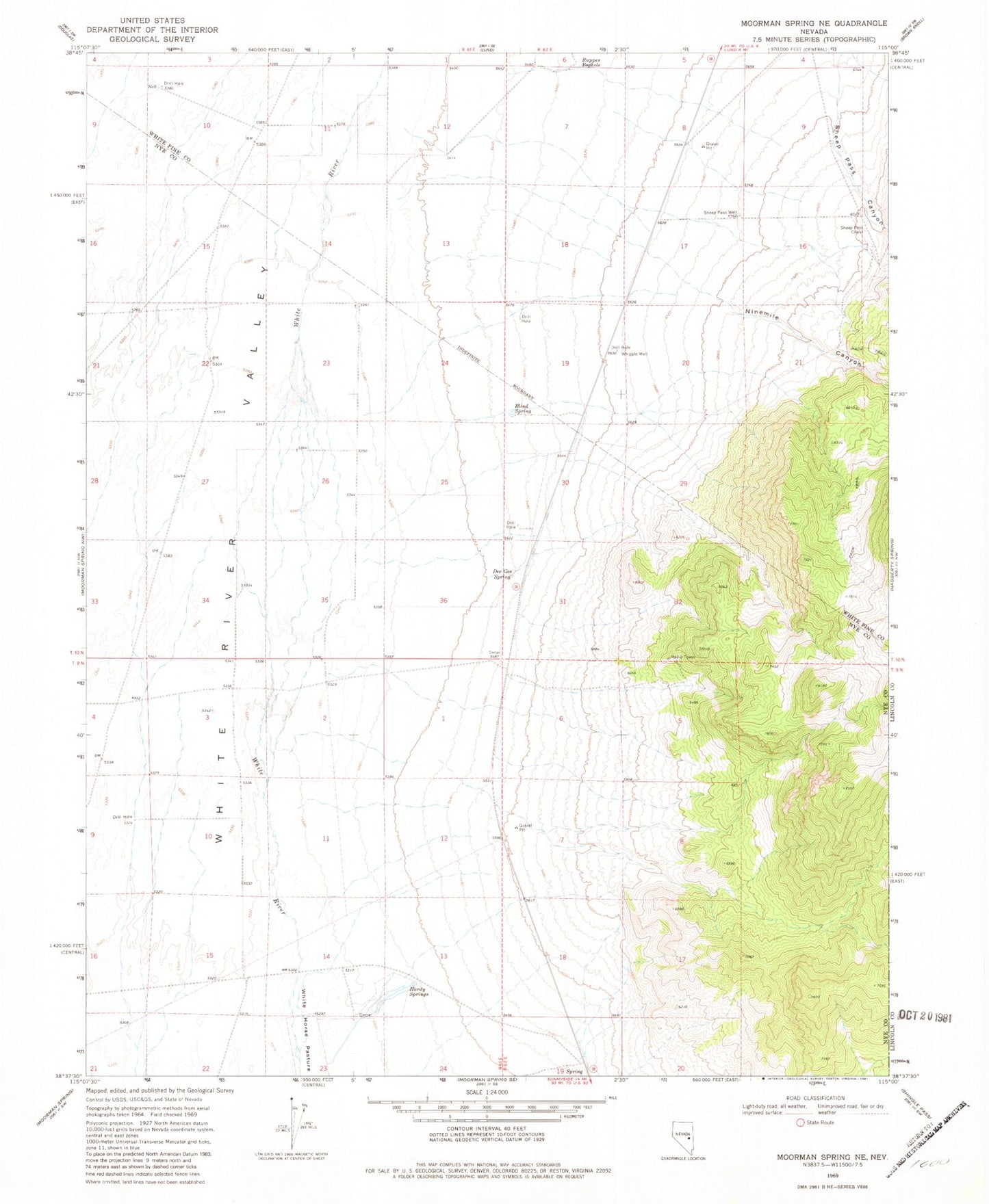 Classic USGS Hardy Springs Nevada 7.5'x7.5' Topo Map Image