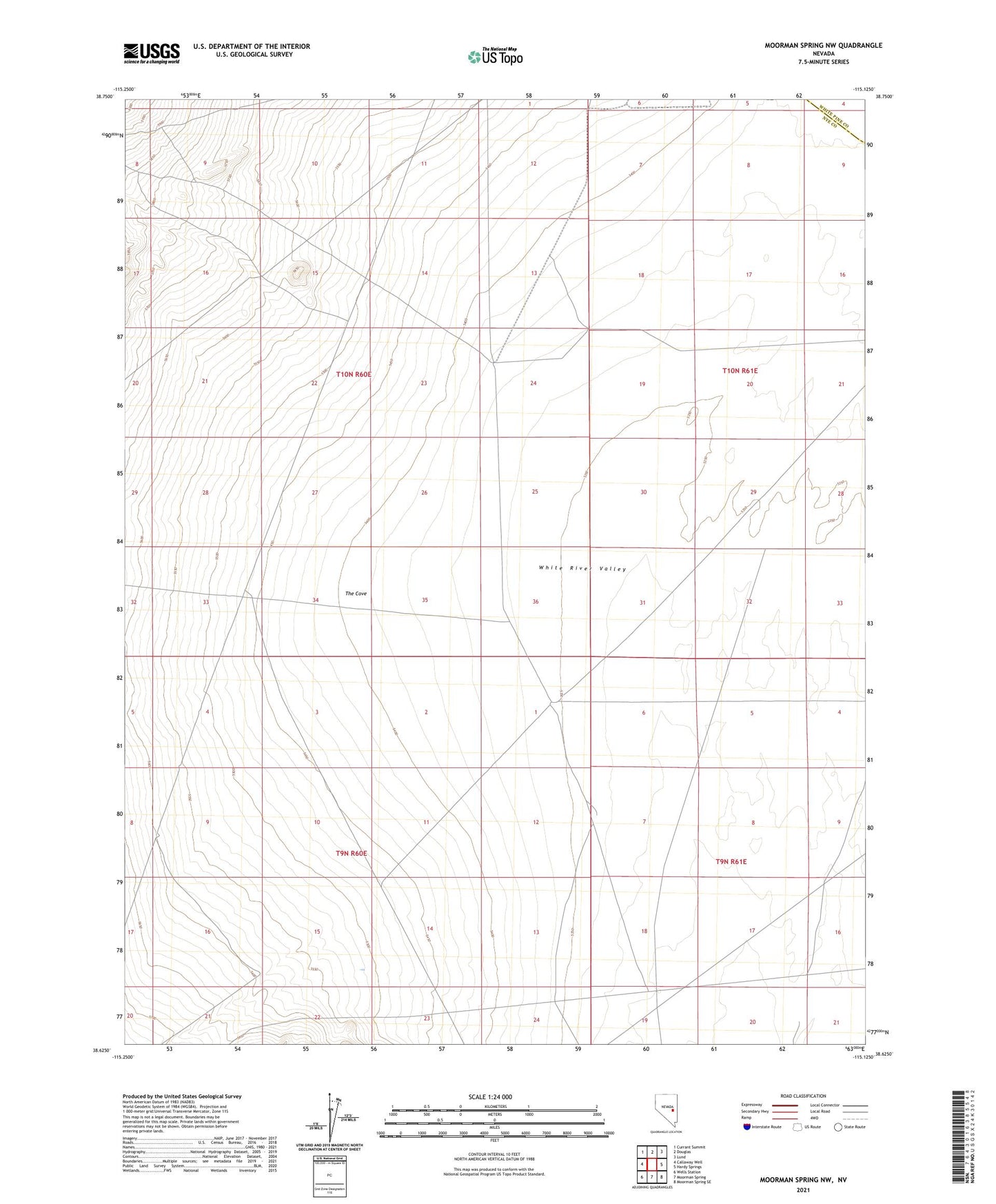 Moorman Spring NW Nevada US Topo Map Image