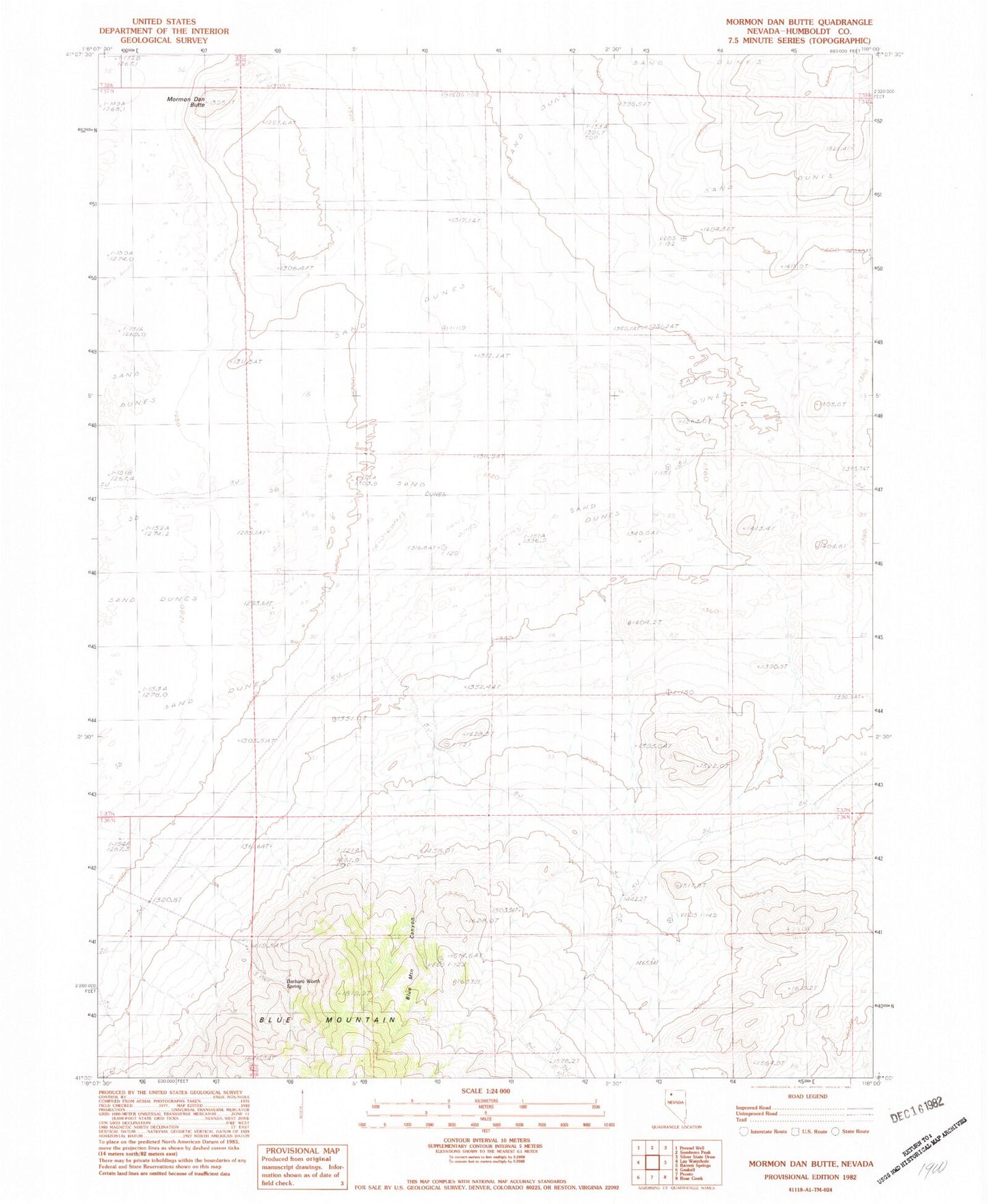 Classic USGS Mormon Dan Butte Nevada 7.5'x7.5' Topo Map Image