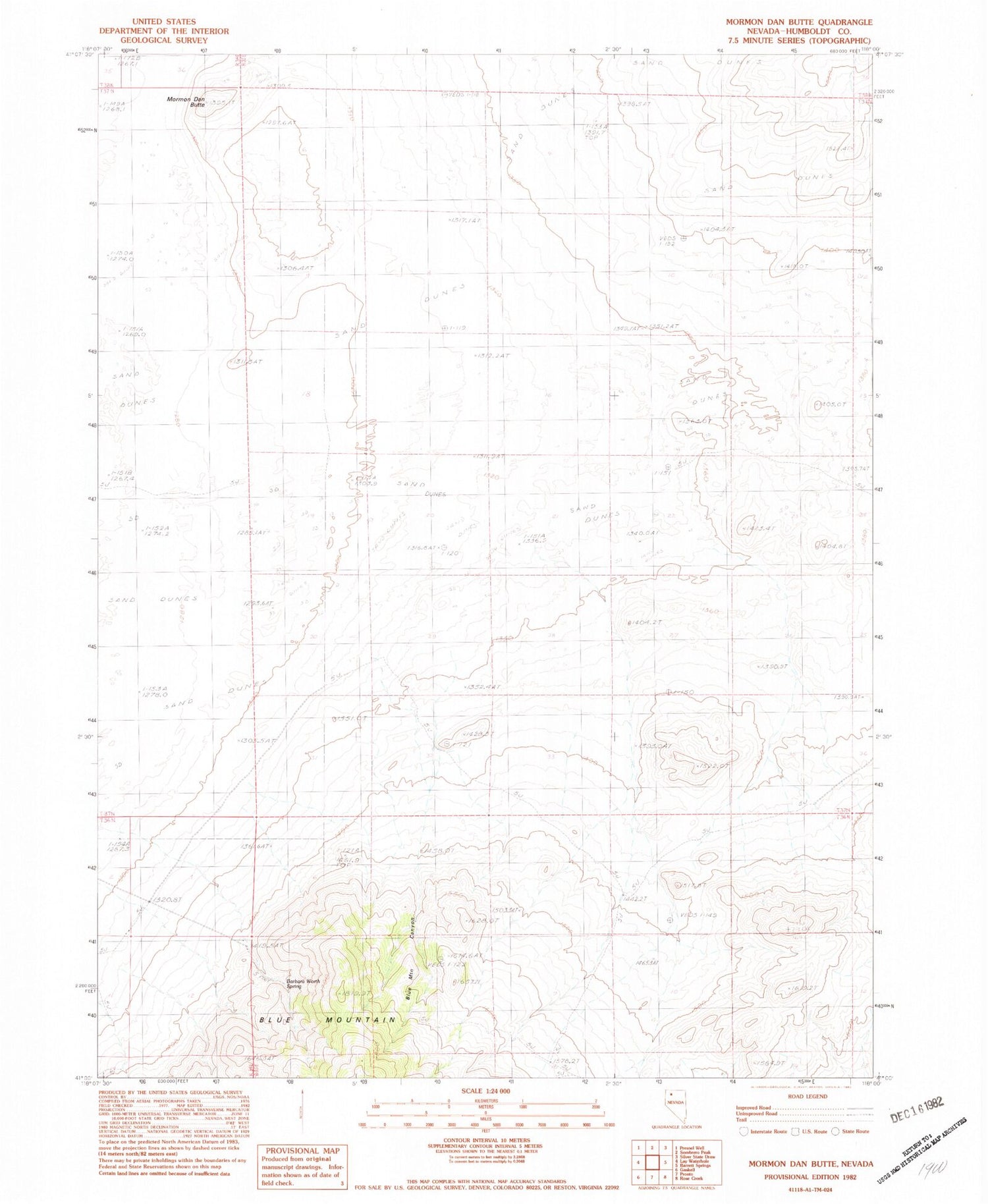 Classic USGS Mormon Dan Butte Nevada 7.5'x7.5' Topo Map Image