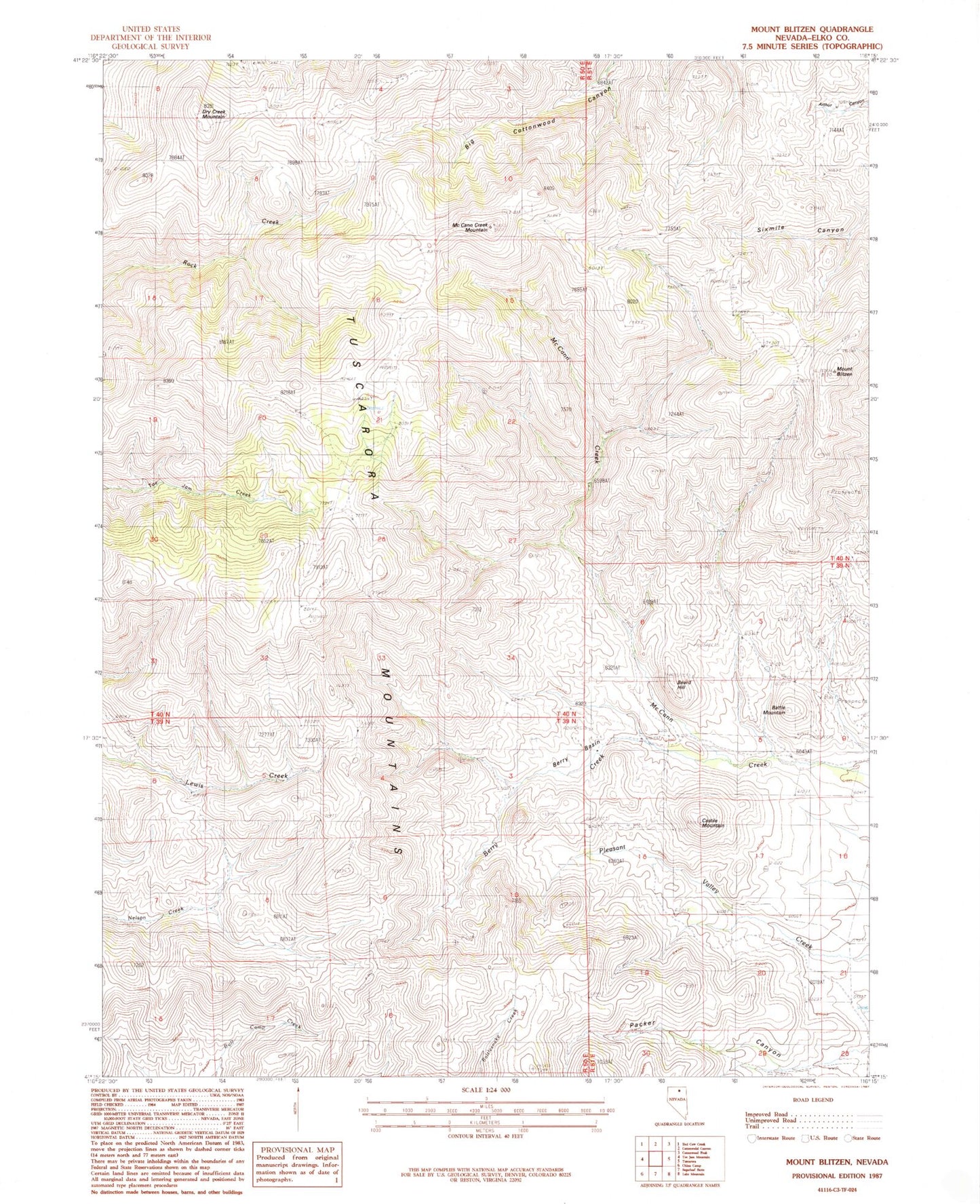 Classic USGS Mount Blitzen Nevada 7.5'x7.5' Topo Map Image