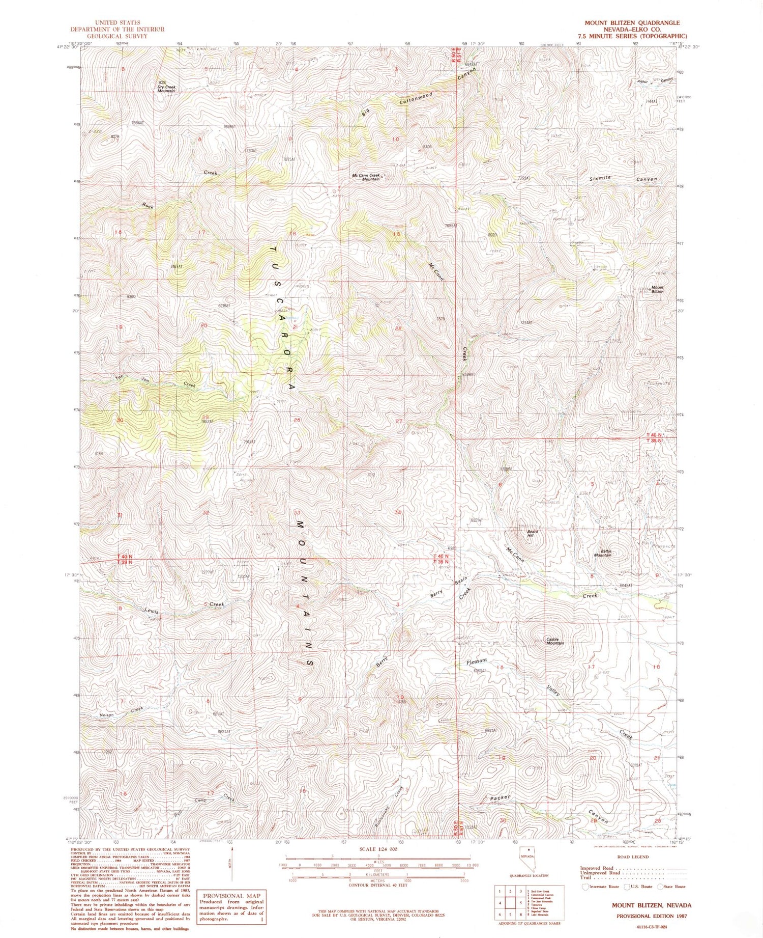 Classic USGS Mount Blitzen Nevada 7.5'x7.5' Topo Map Image
