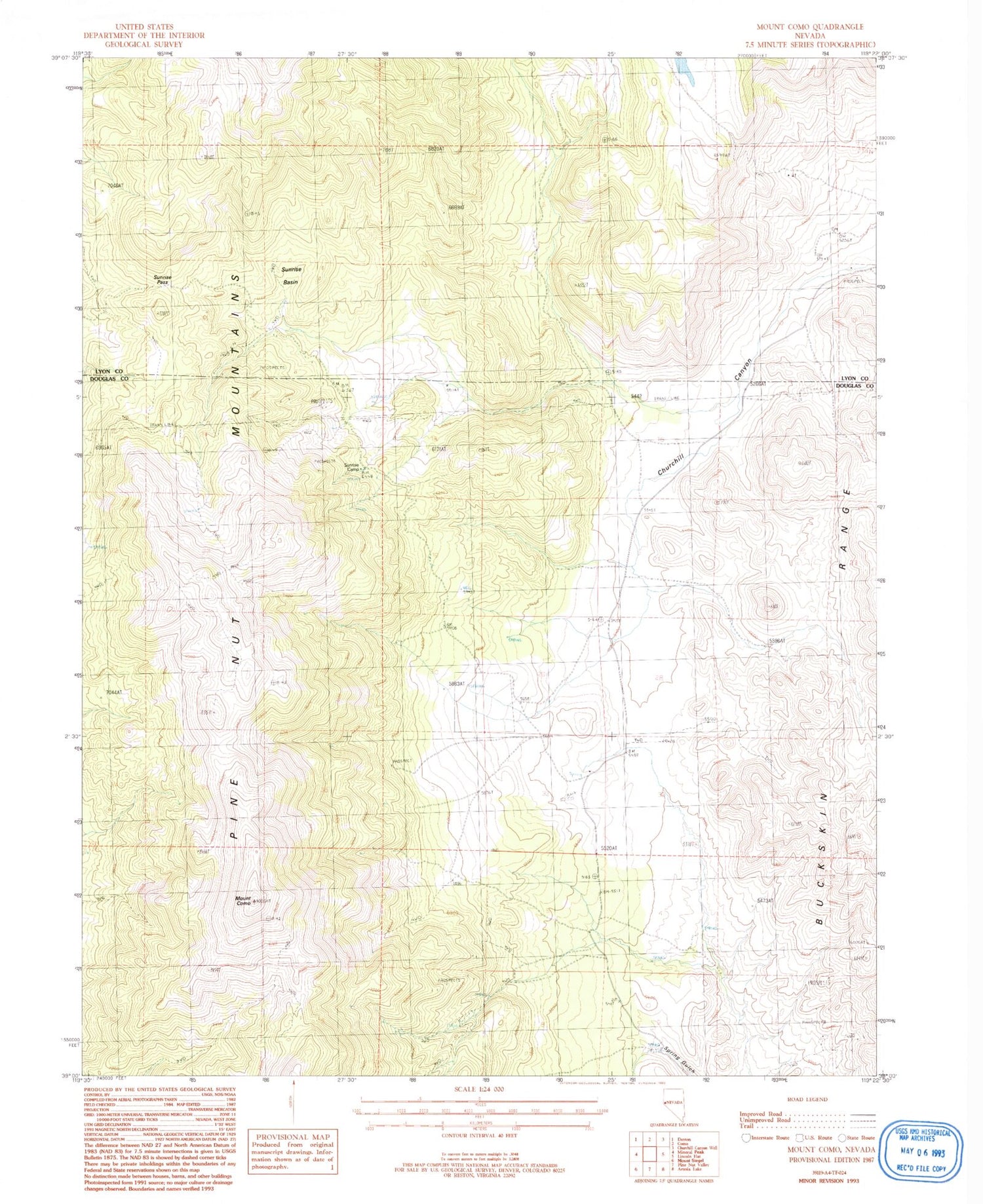 Classic USGS Mount Como Nevada 7.5'x7.5' Topo Map Image