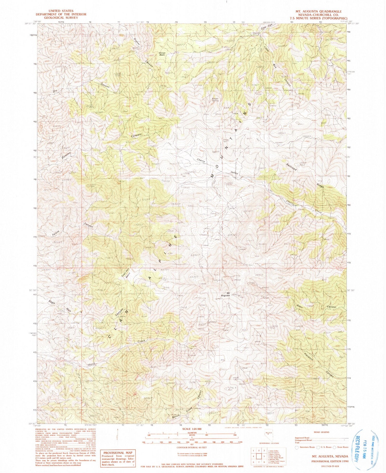 Classic USGS Mount Augusta Nevada 7.5'x7.5' Topo Map Image
