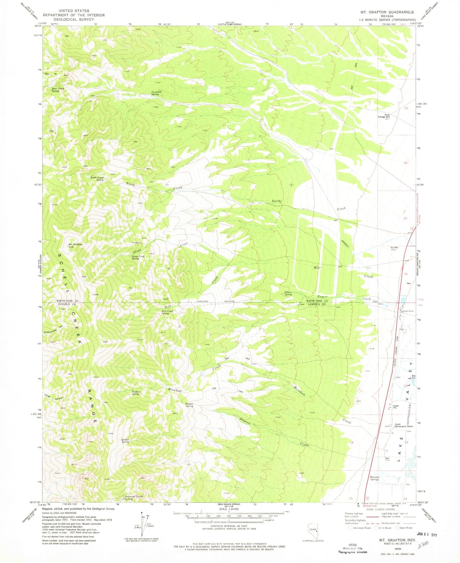 Classic USGS Mount Grafton Nevada 7.5'x7.5' Topo Map Image