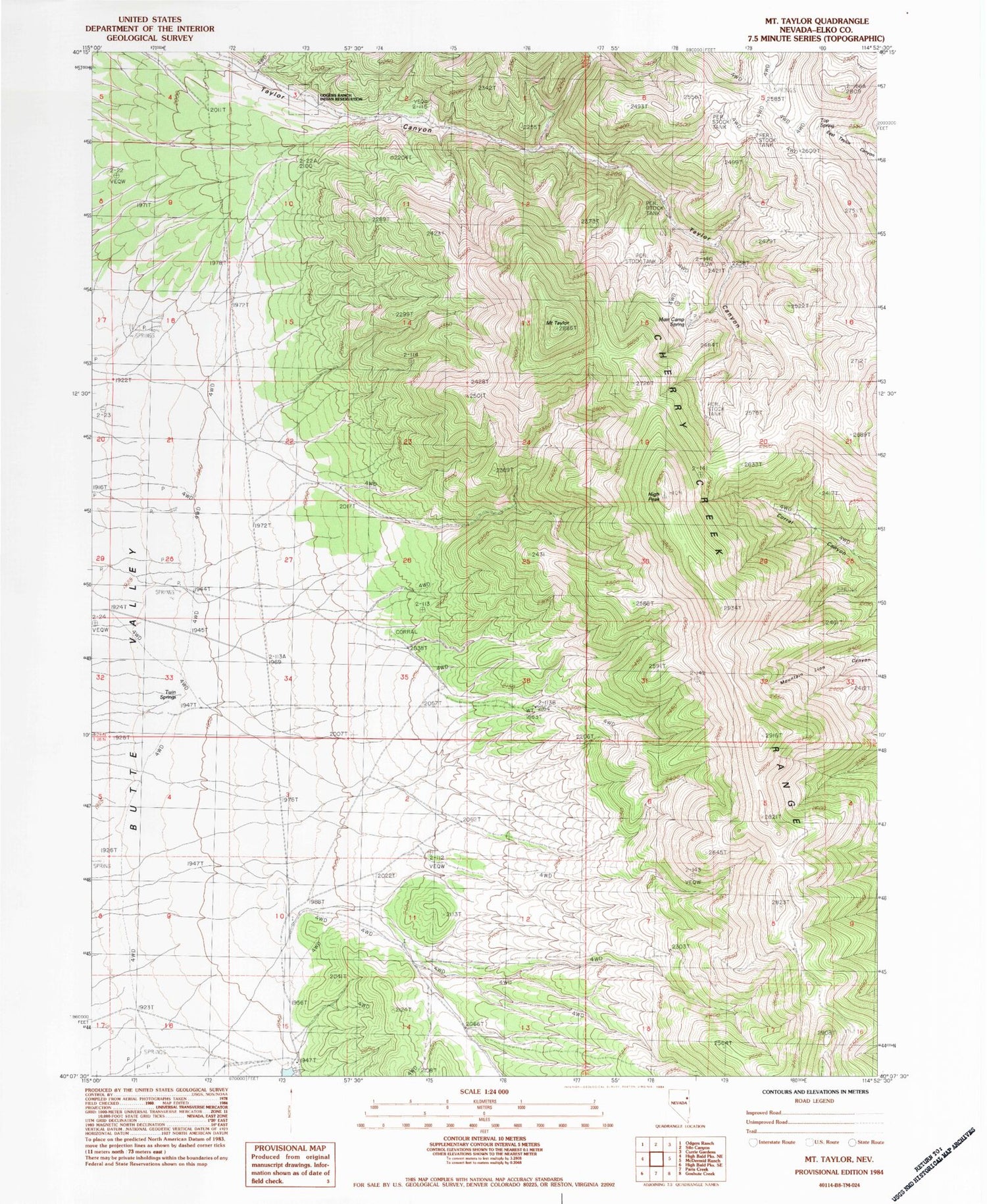 Classic USGS Mount Taylor Nevada 7.5'x7.5' Topo Map Image